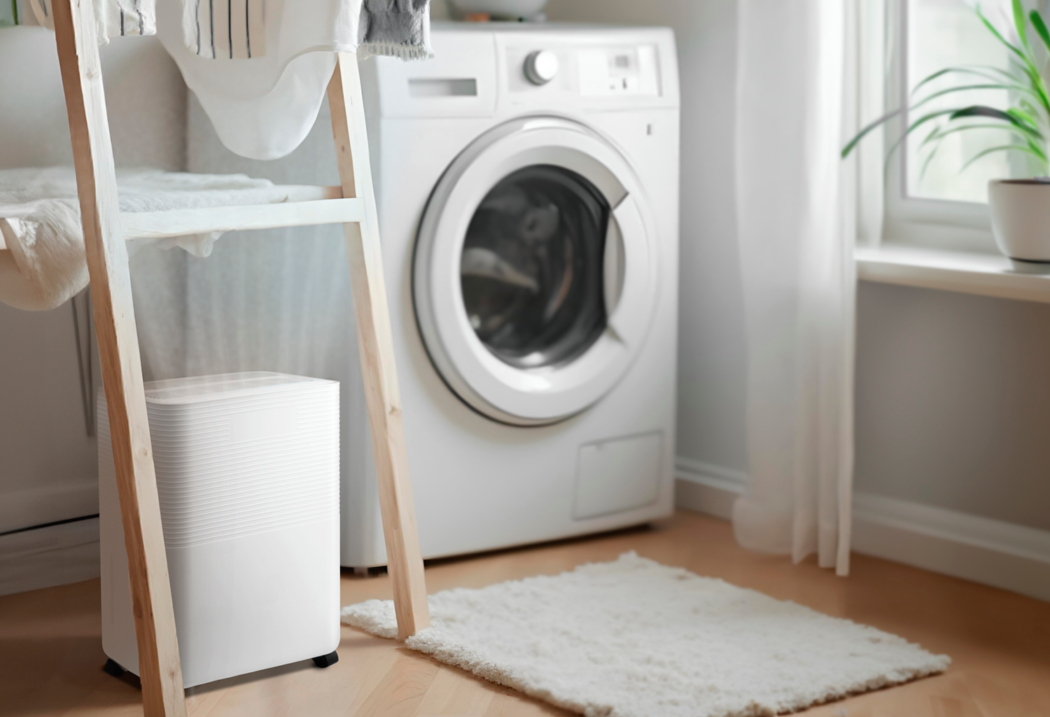 Dehumidifier in laundry room