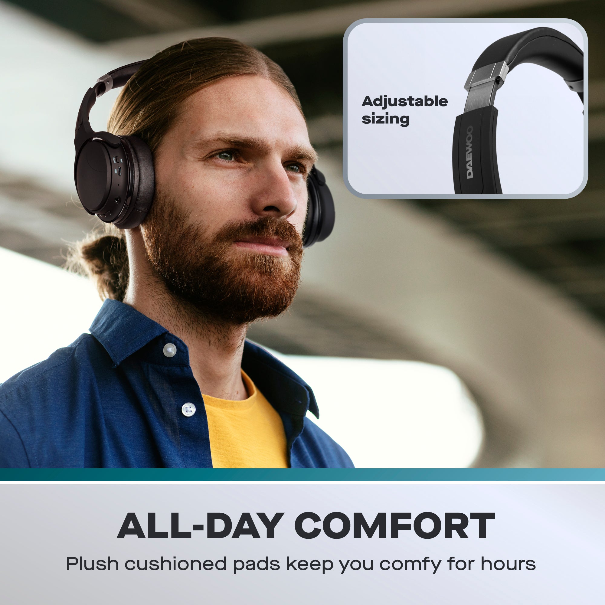 Daewoo Sonic Beat Noise Cancelling Bluetooth Headphones with Travel Case