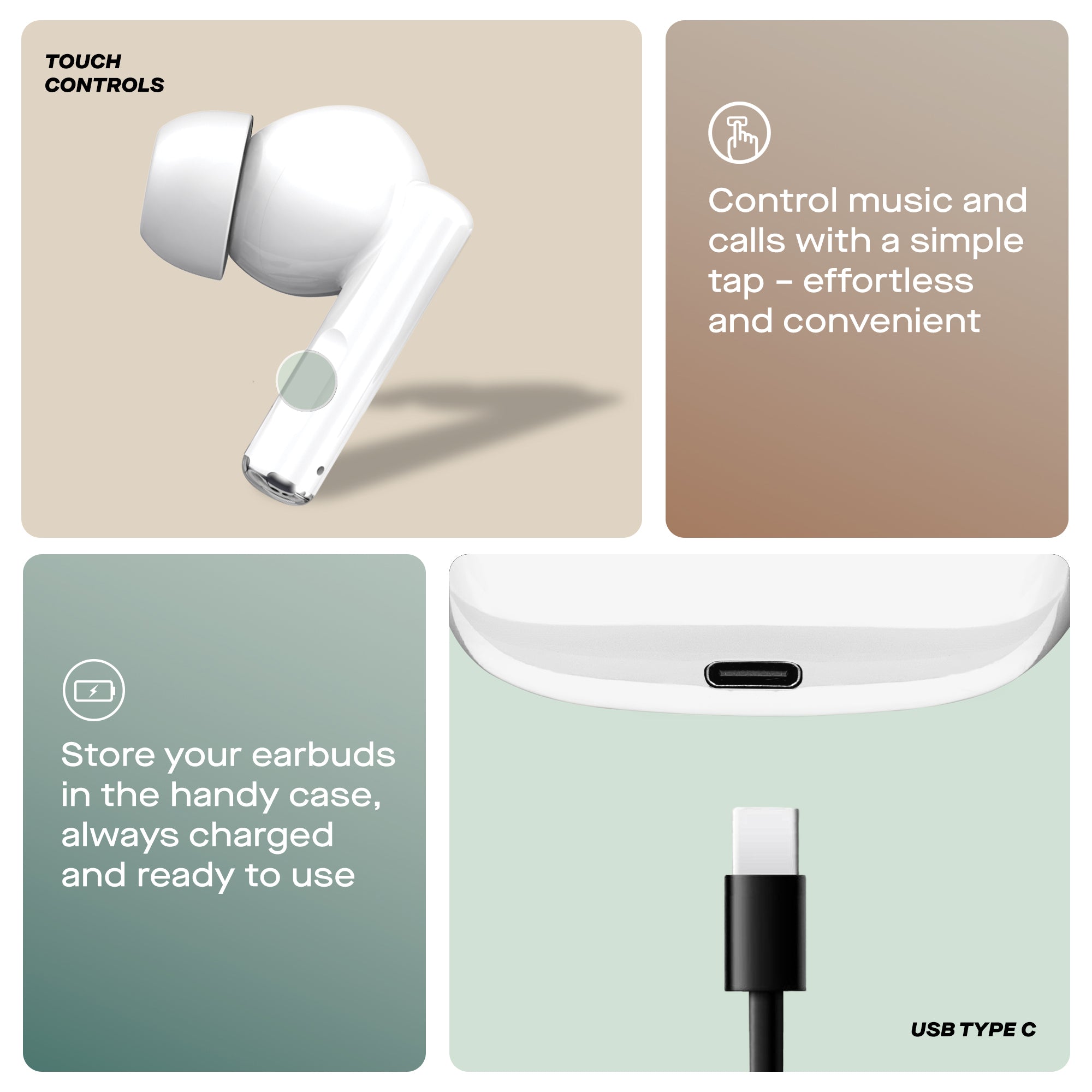 Daewoo White Air Buds True Wireless Bluetooth Earbuds