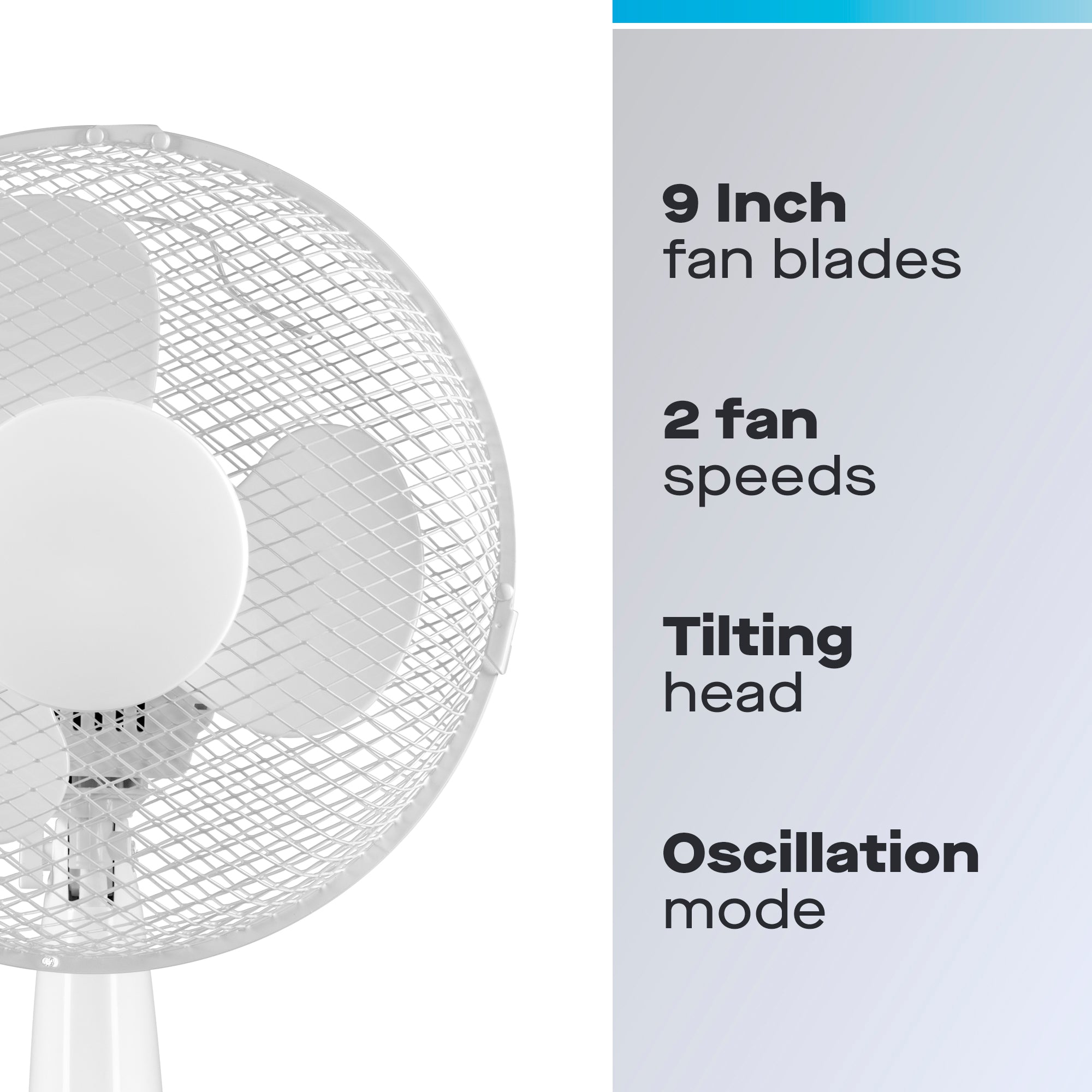 Daewoo 9" White Desktop Fan
