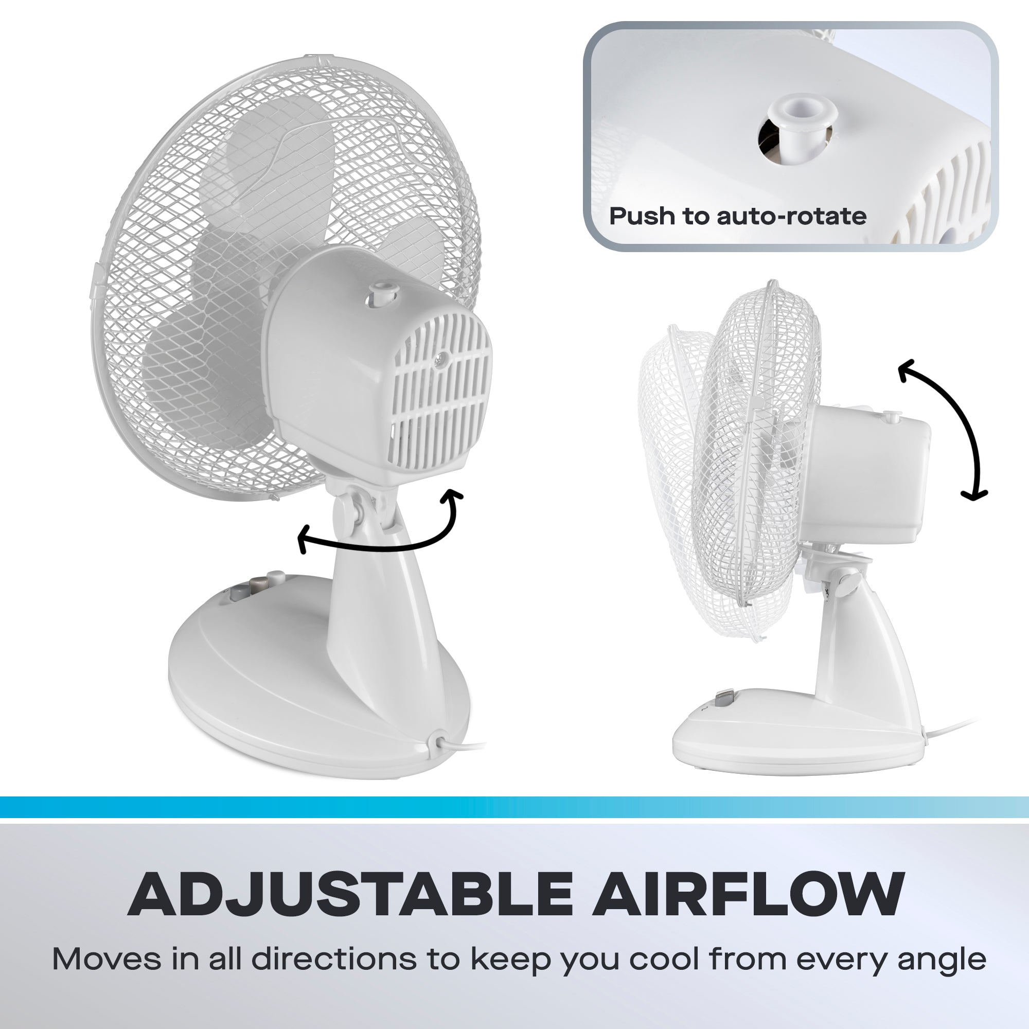 Daewoo 9" White Desktop Fan