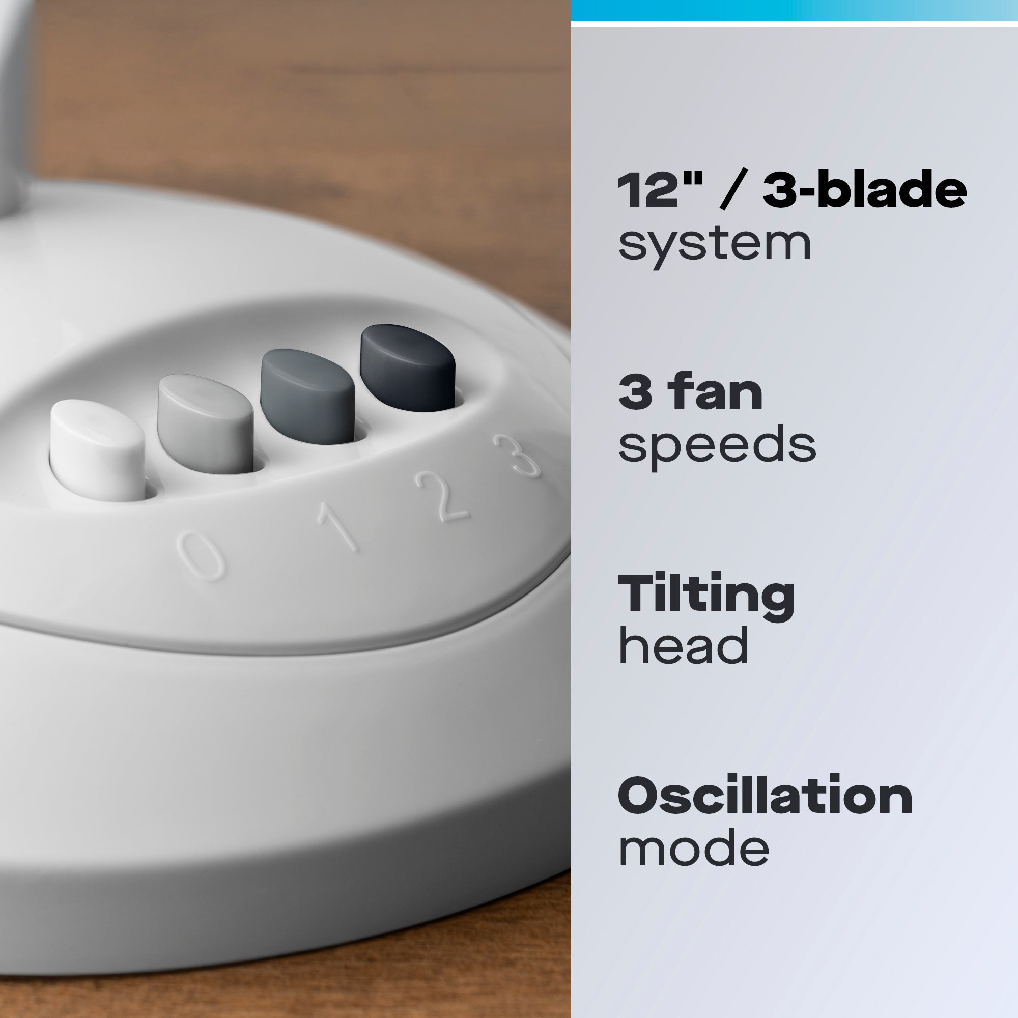 Daewoo 12" White Desktop Fan