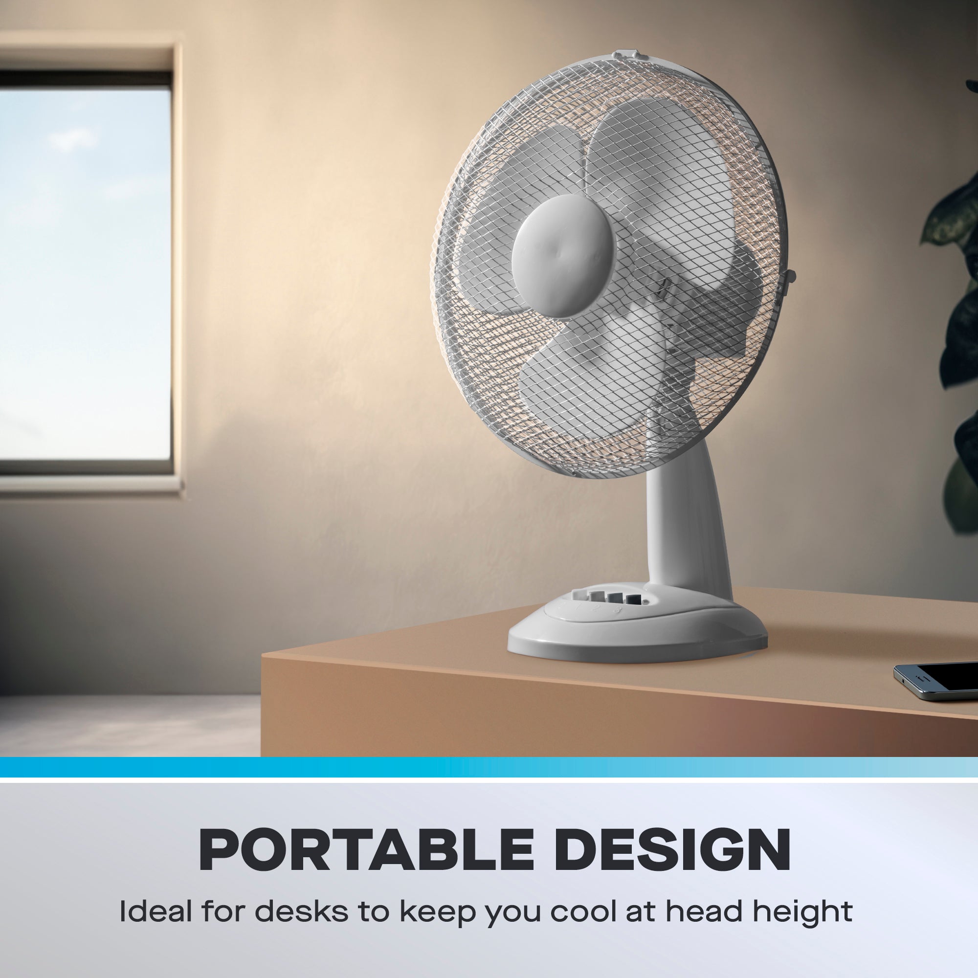Daewoo 12" White Desktop Fan