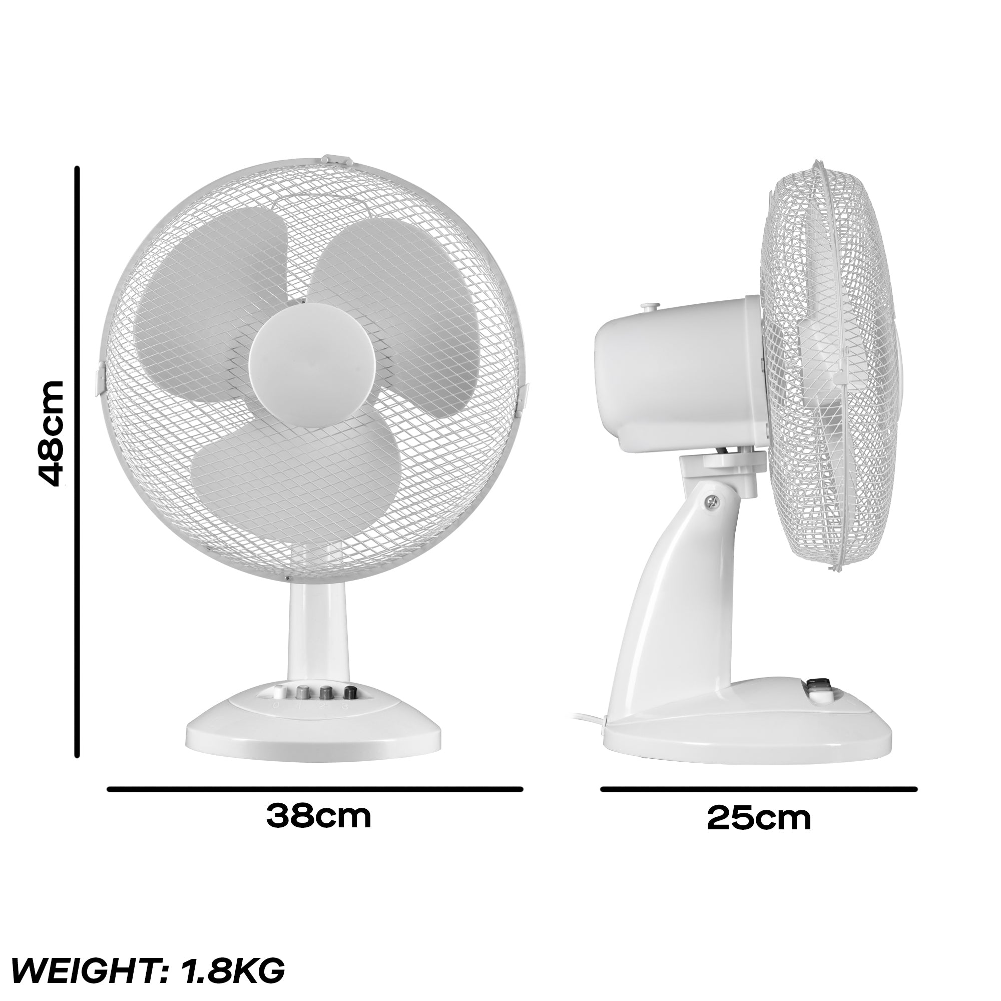 Daewoo 12" White Desktop Fan