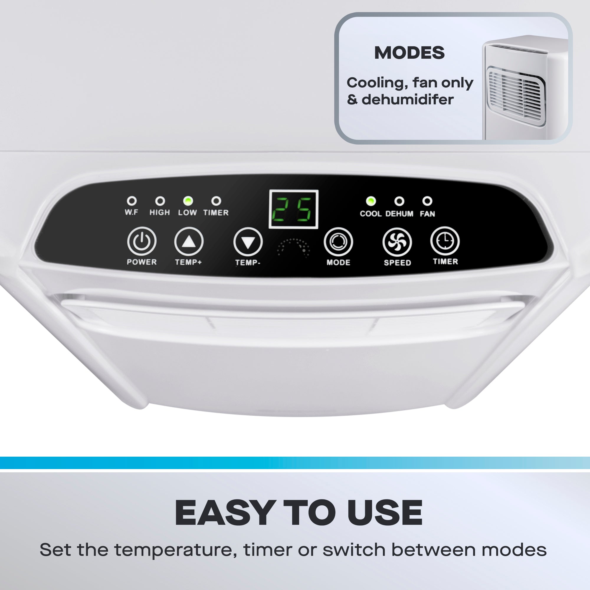 Daewoo 3-in-1 Portable Air Conditioner with Fan & Dehumidifier, 5000 BTU