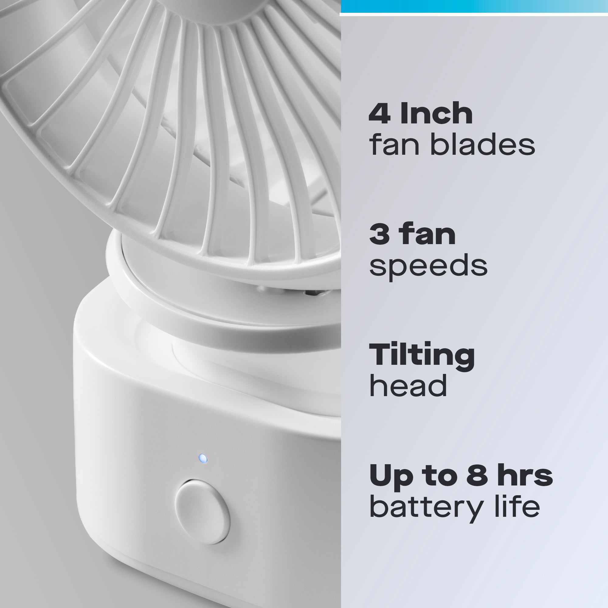 Daewoo 4-Inch Portable Rechargeable Desk Fan