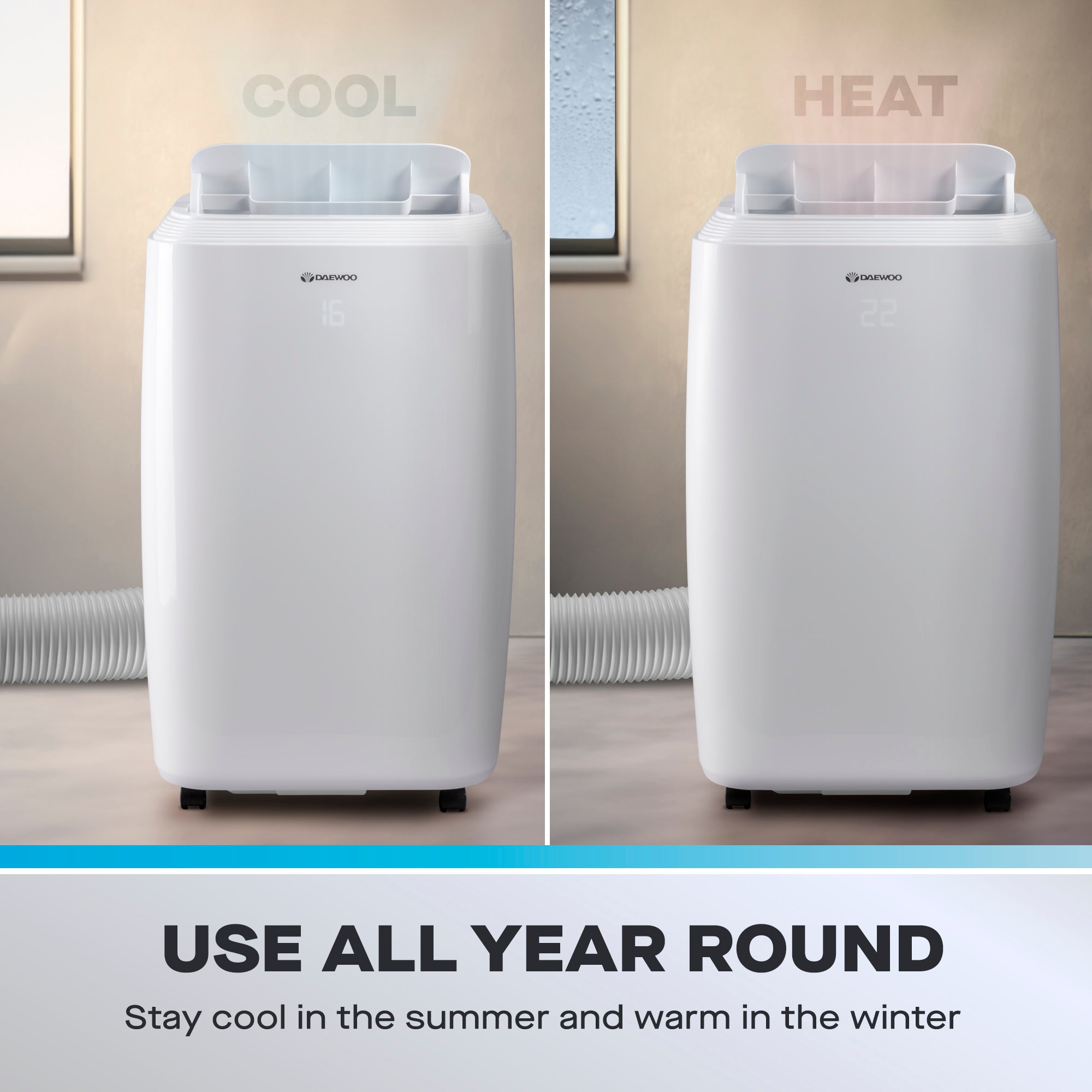 Daewoo 4-in-1 Portable Air Conditioner with Heater, Dehumidifier & Fan, 12000 BTU