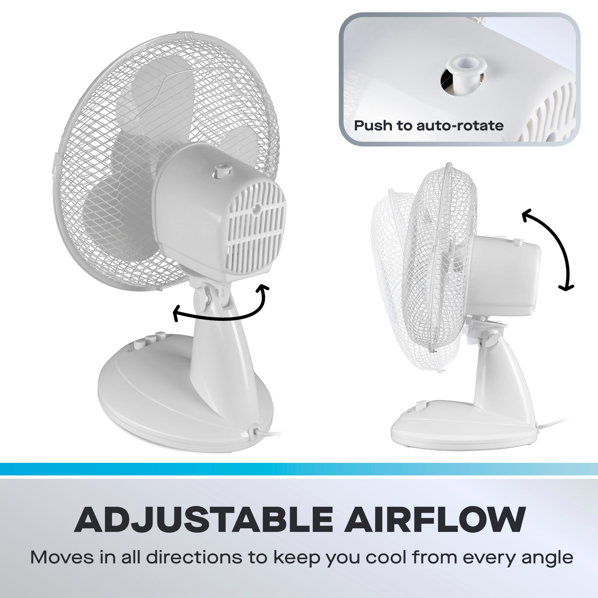 Daewoo 9" White Desk Fan