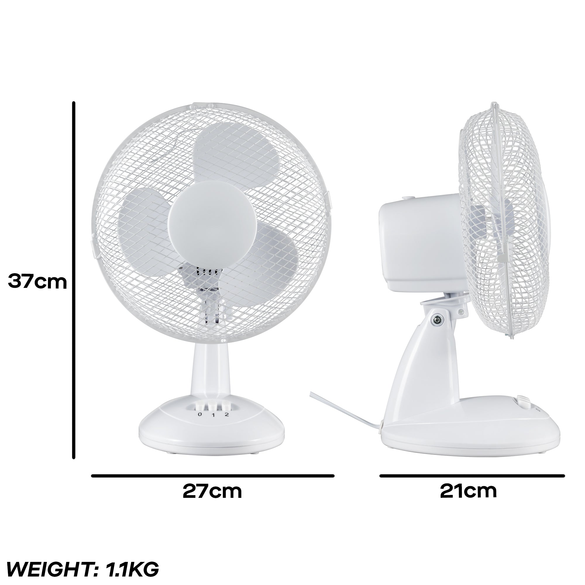 Daewoo 9" White Desk Fan