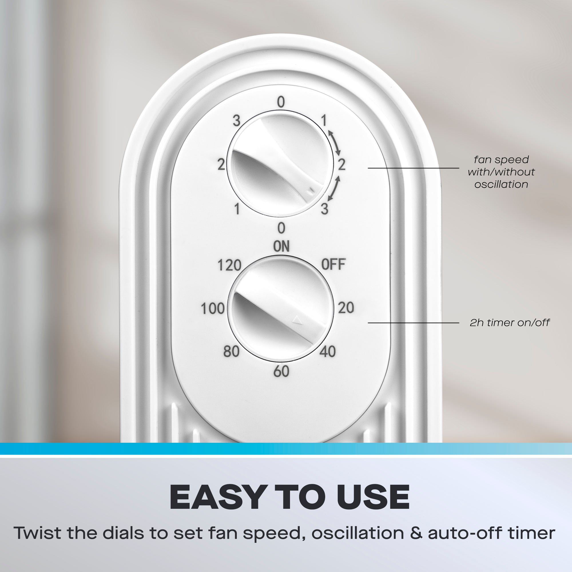 Daewoo 30" Slimline Oscillating Tower Fan with 3 Speed Settings