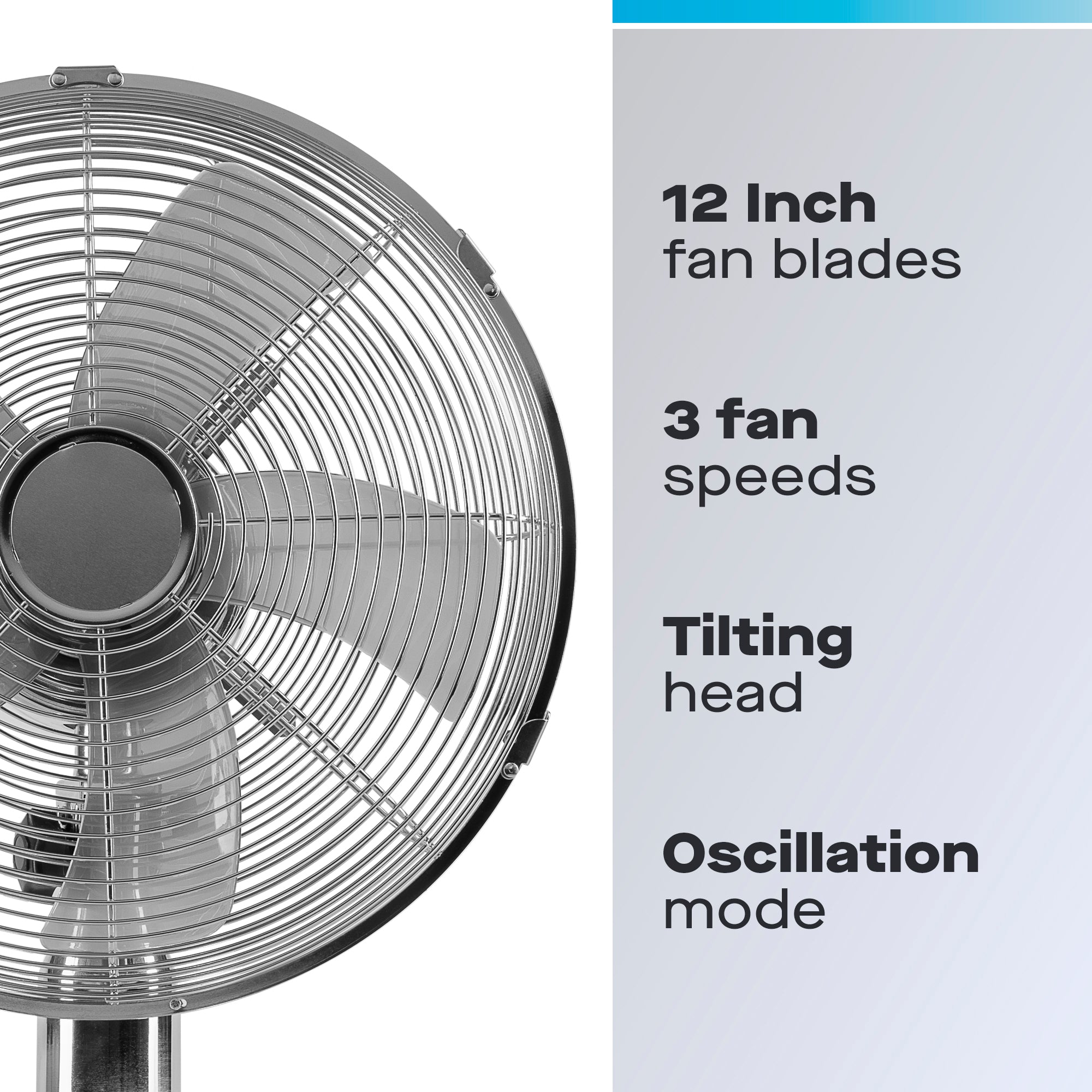 Daewoo 12" Chrome Metal Desk Fan