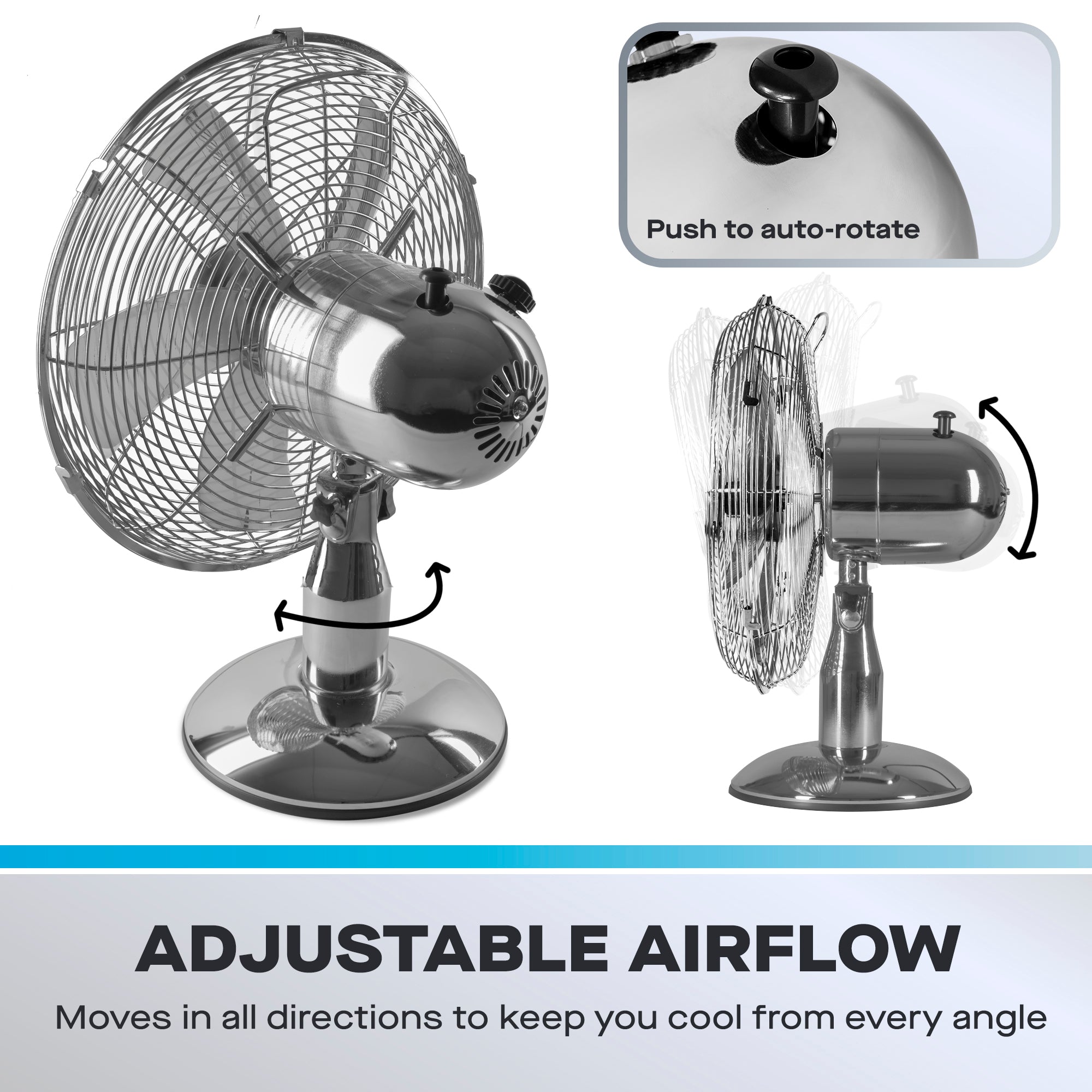 Daewoo 12" Chrome Metal Desk Fan