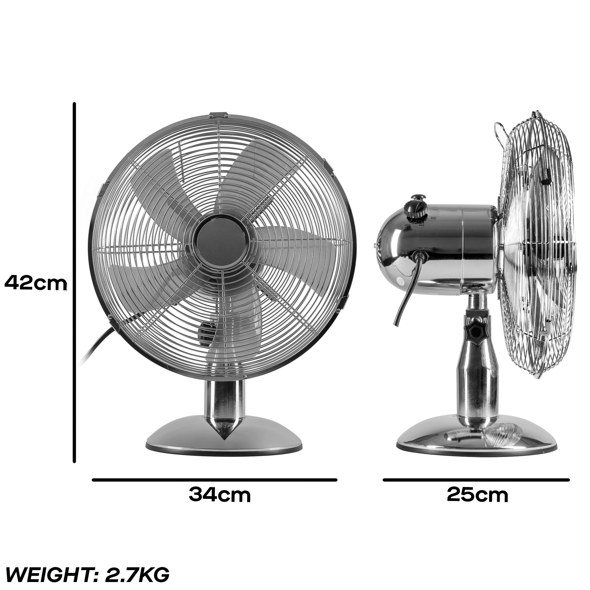 Daewoo 12" Chrome Metal Desk Fan