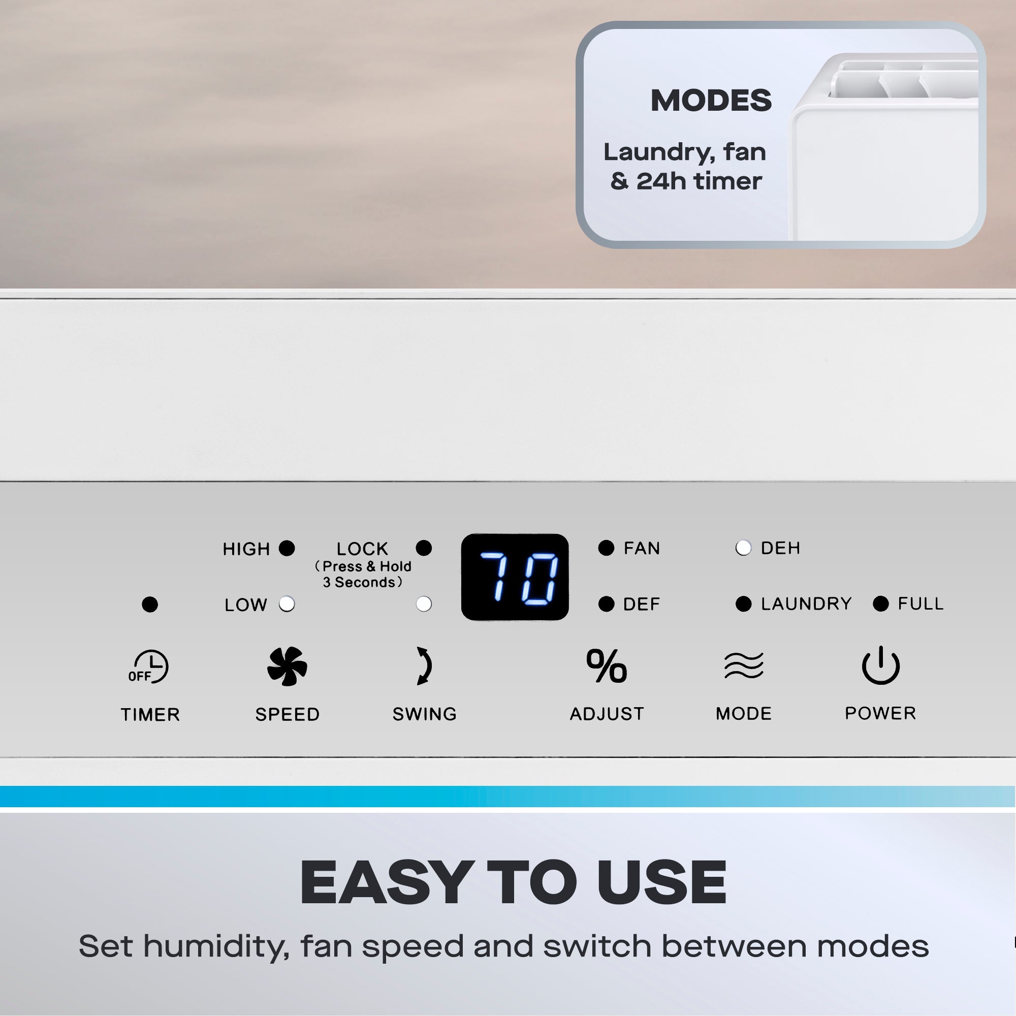 Daewoo 20L Dehumidifier with Air Purifier