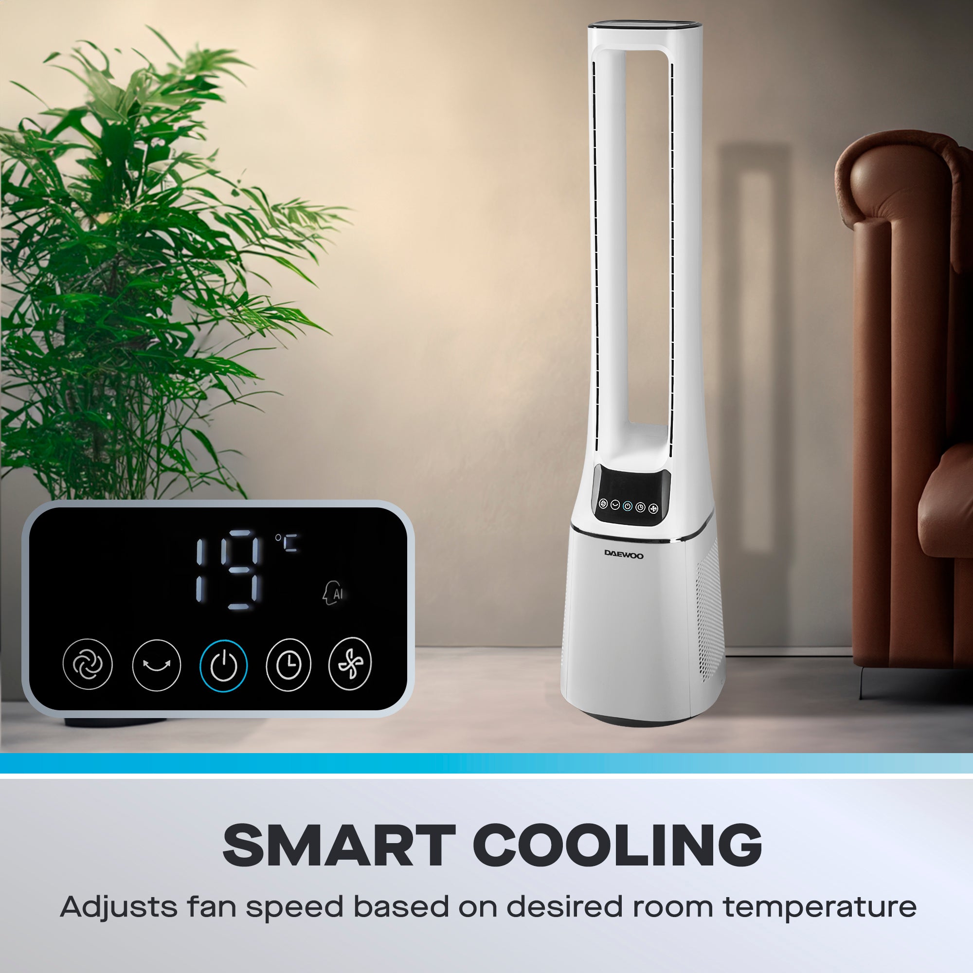 Daewoo 2-in-1 Bladeless Fan & Purifier with Remote Control