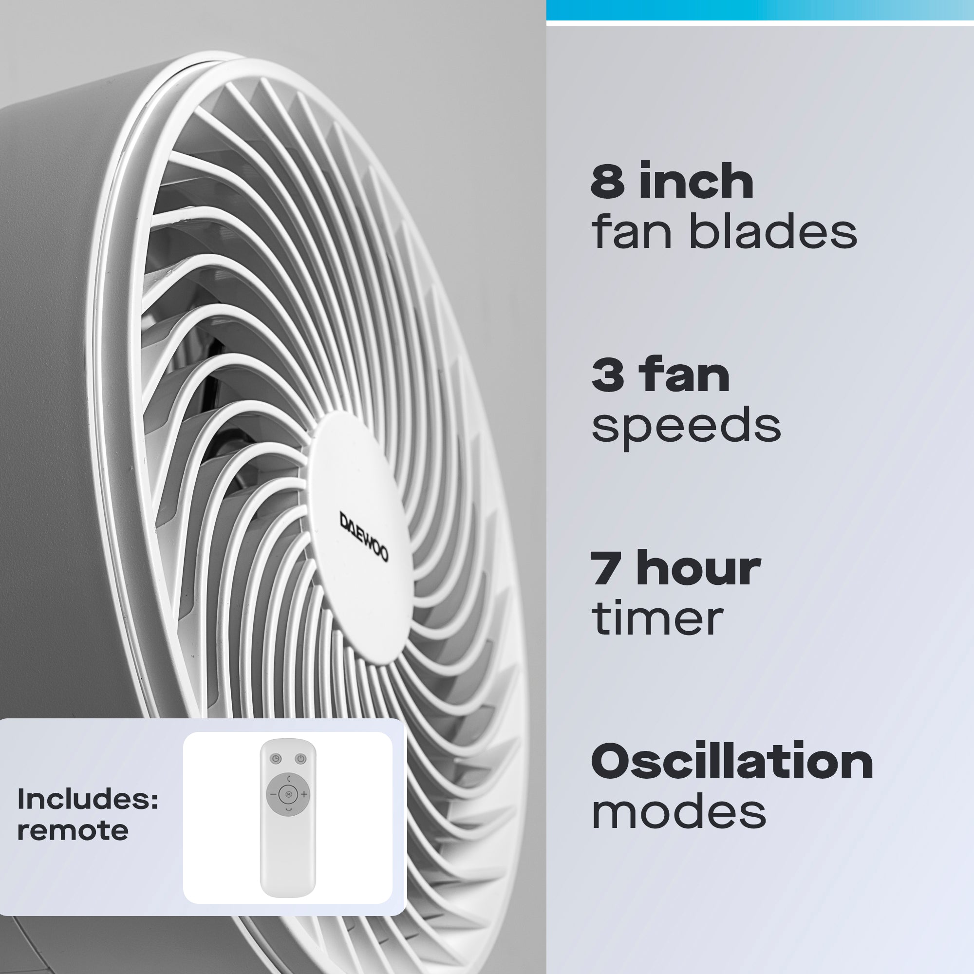 Daewoo 8" Air Circulator Desk Fan
