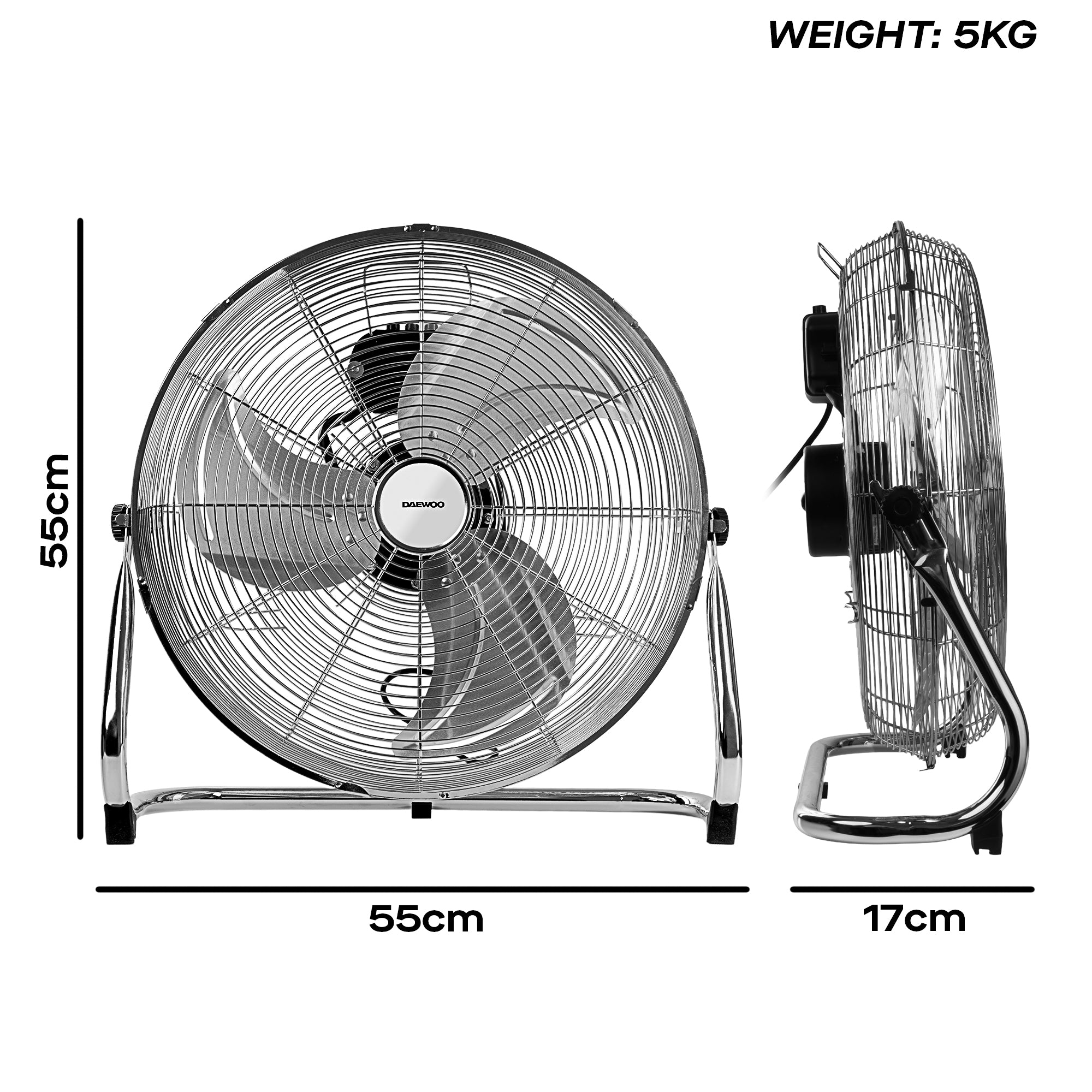Daewoo 18" High Velocity Chrome Floor Fan