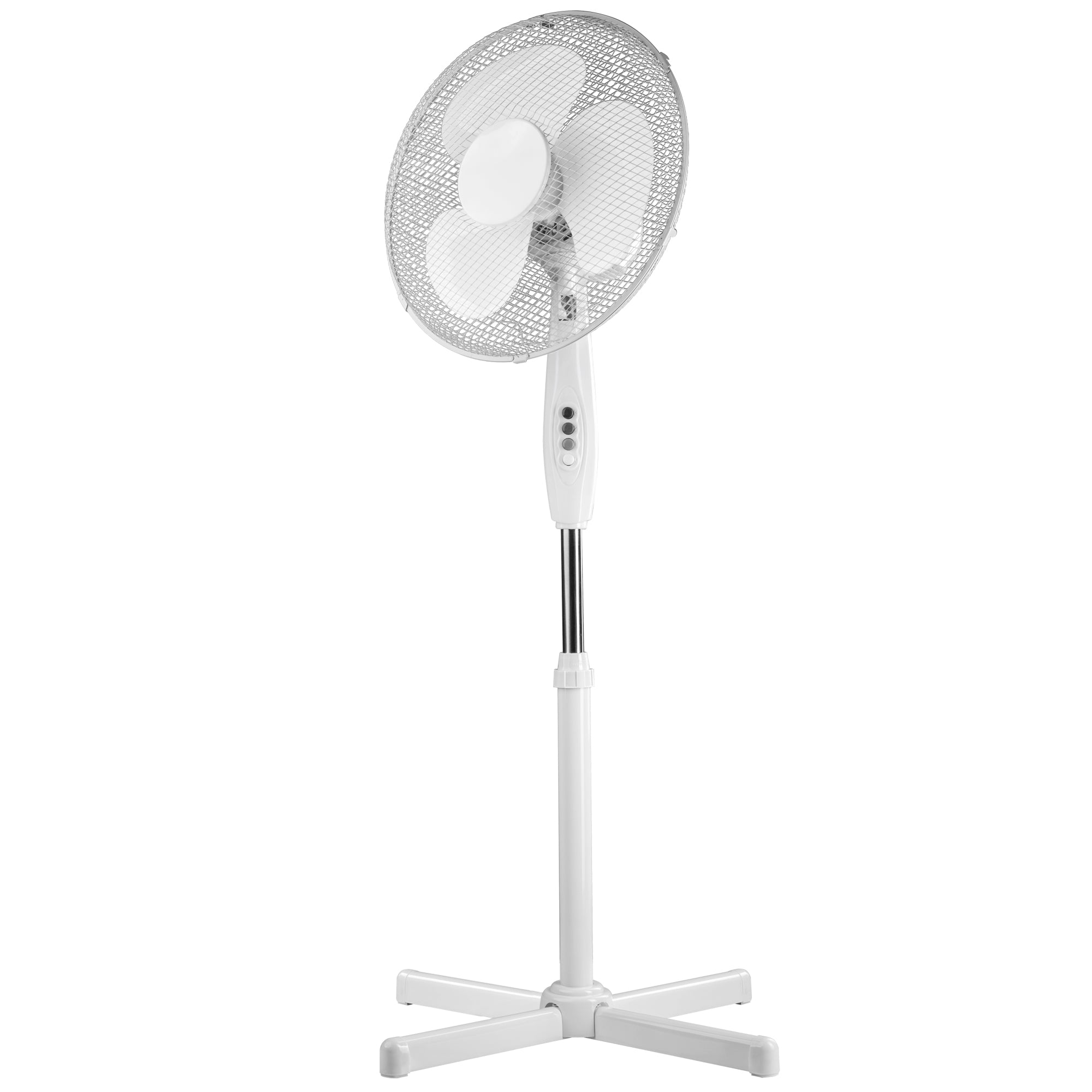 Daewoo 16" White Pedestal Fan with Cross Base