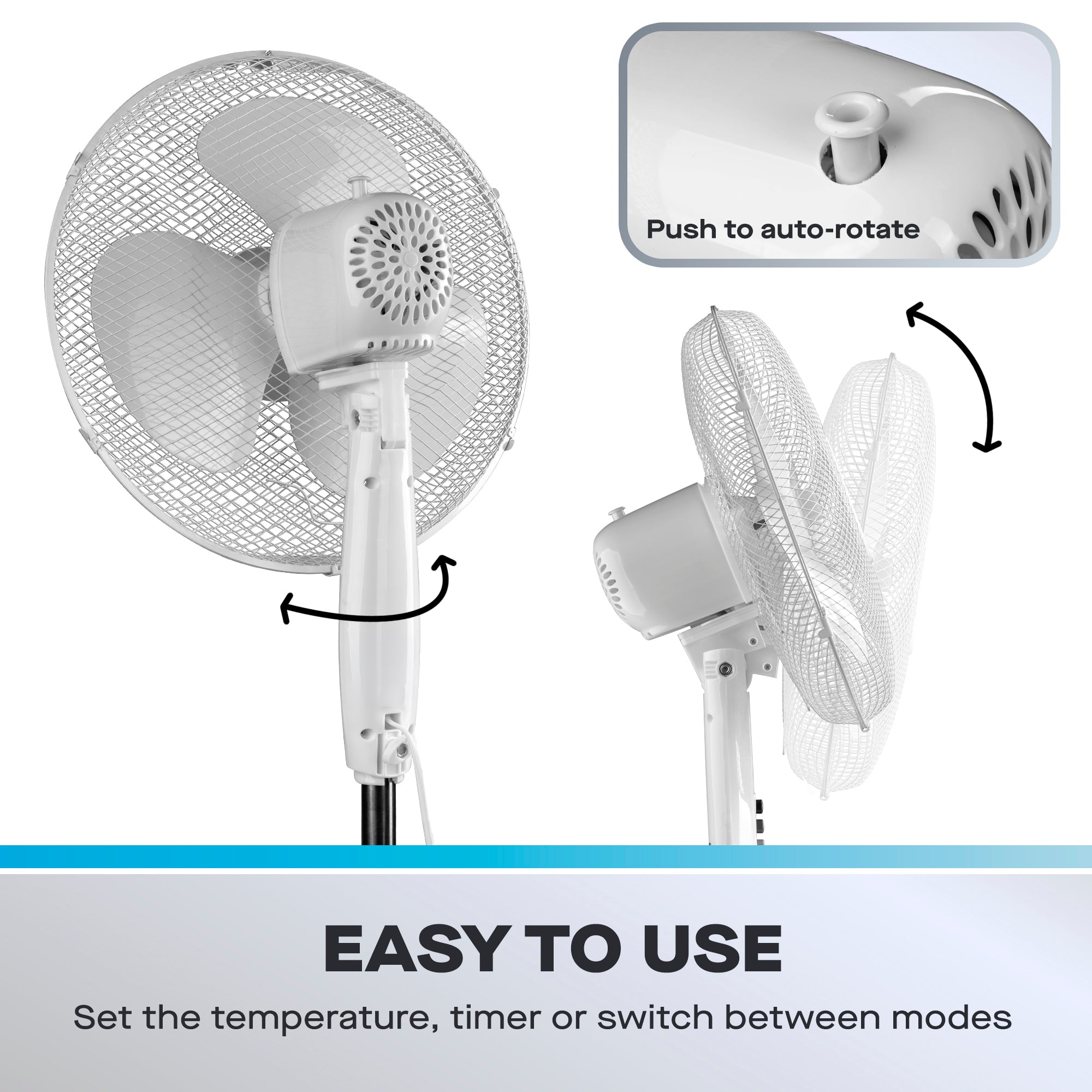 Daewoo 16" White Pedestal Fan with Cross Base