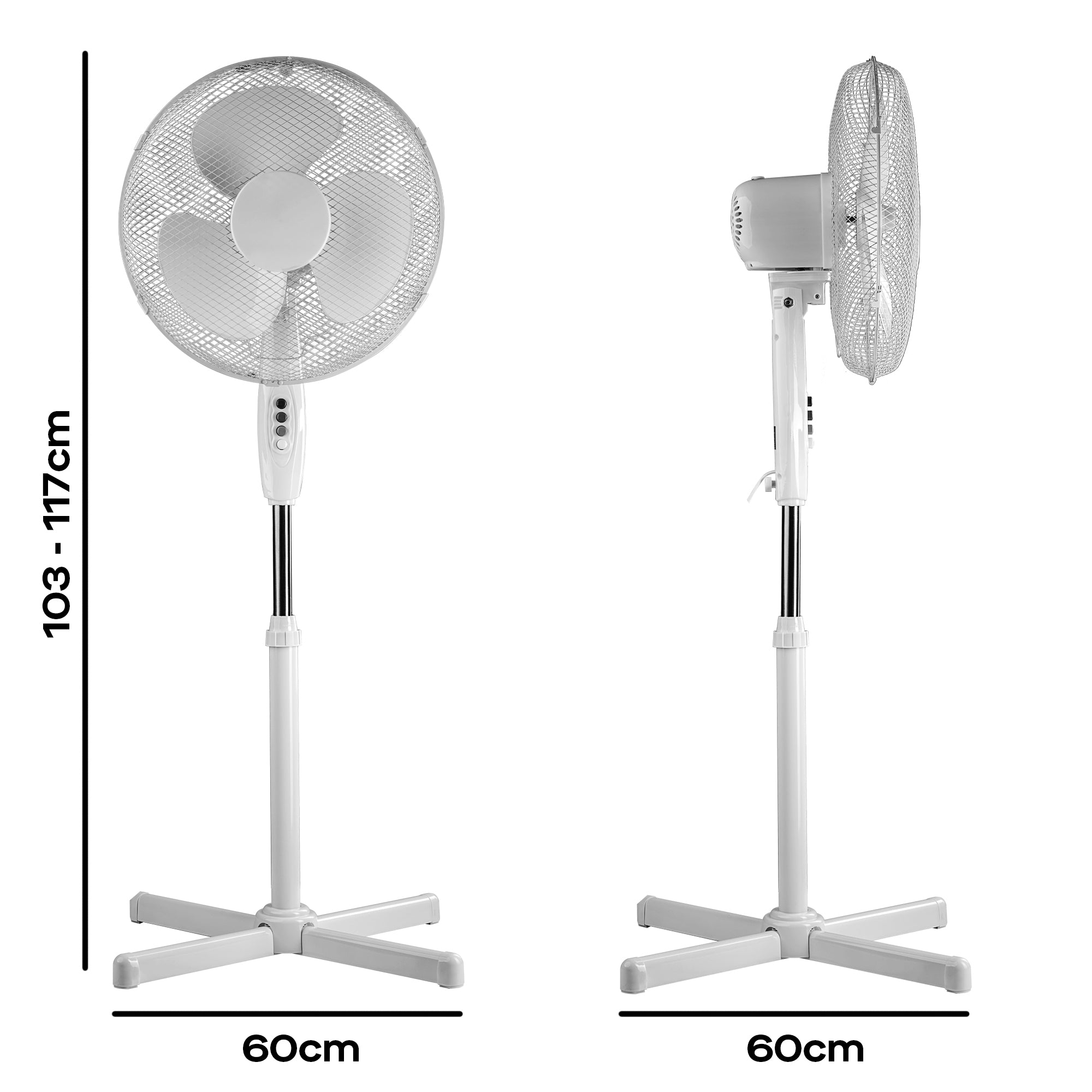 Daewoo 16" White Pedestal Fan with Cross Base