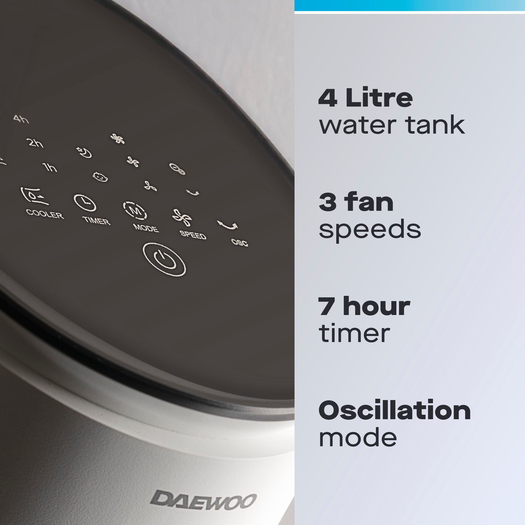 Daewoo 3-in-1 4L Tower Air Cooler & Humidifier Fan