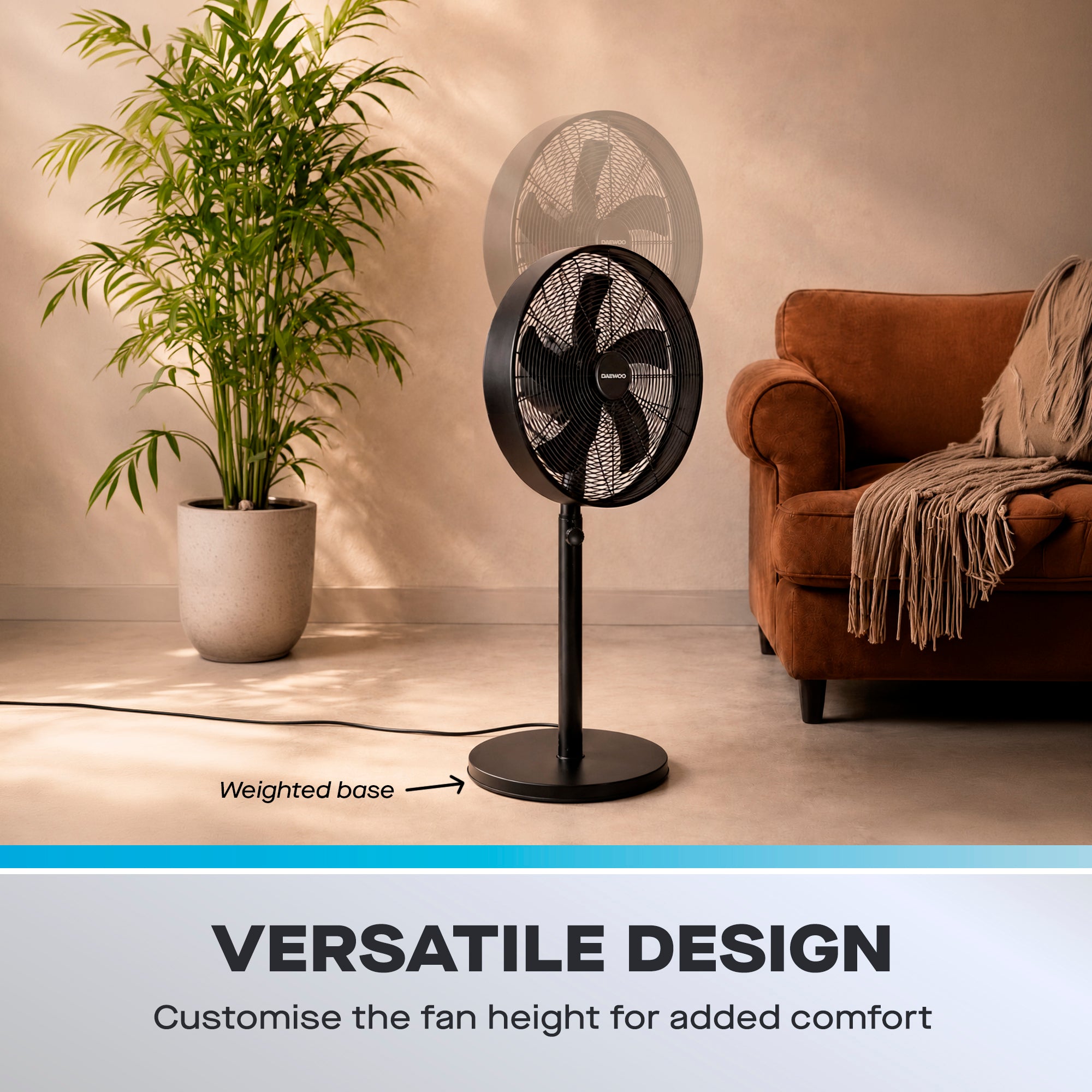 Daewoo 16" Black Metal Pedestal Fan