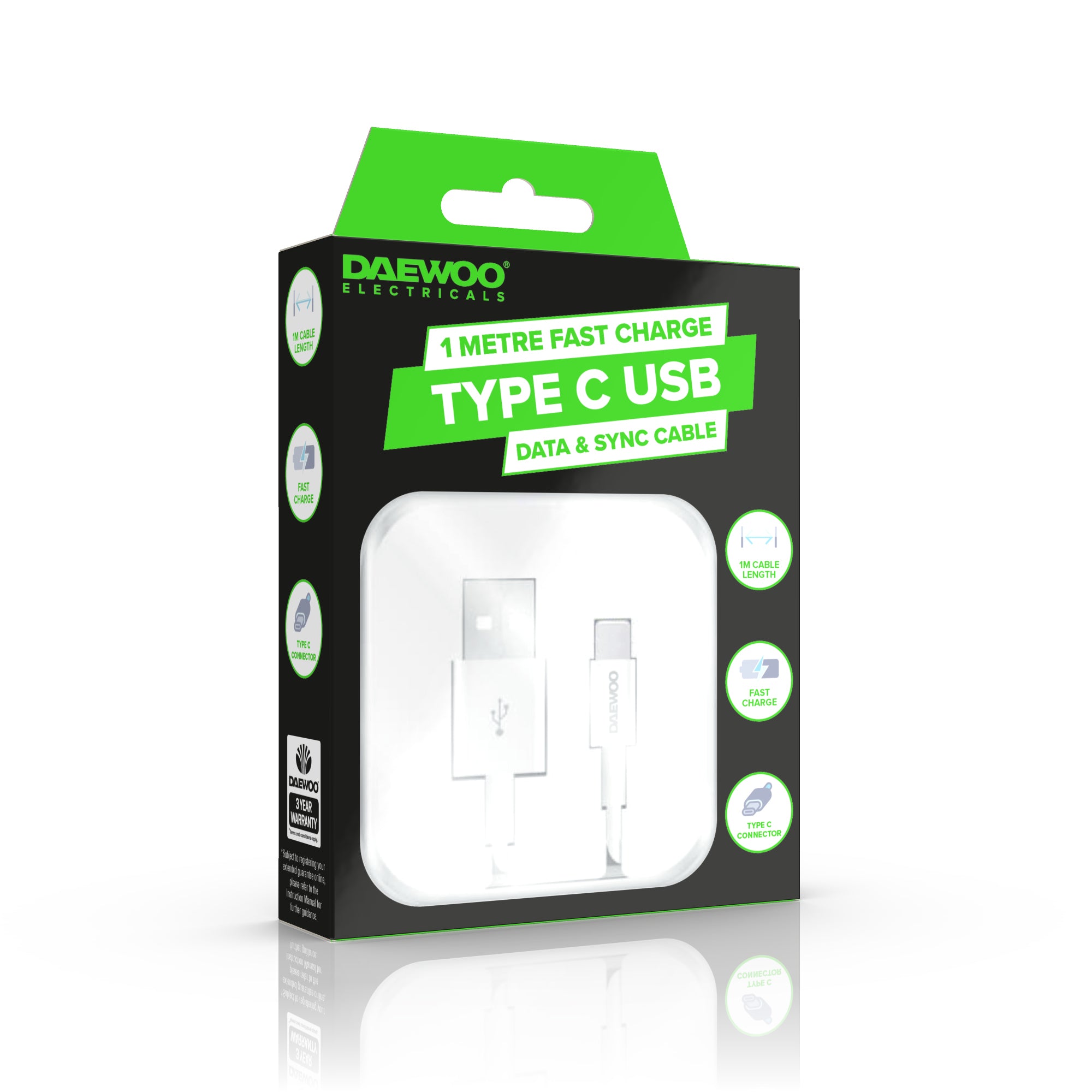 Daewoo 1 Metre USB-A to Micro USB Fast Charge Cable