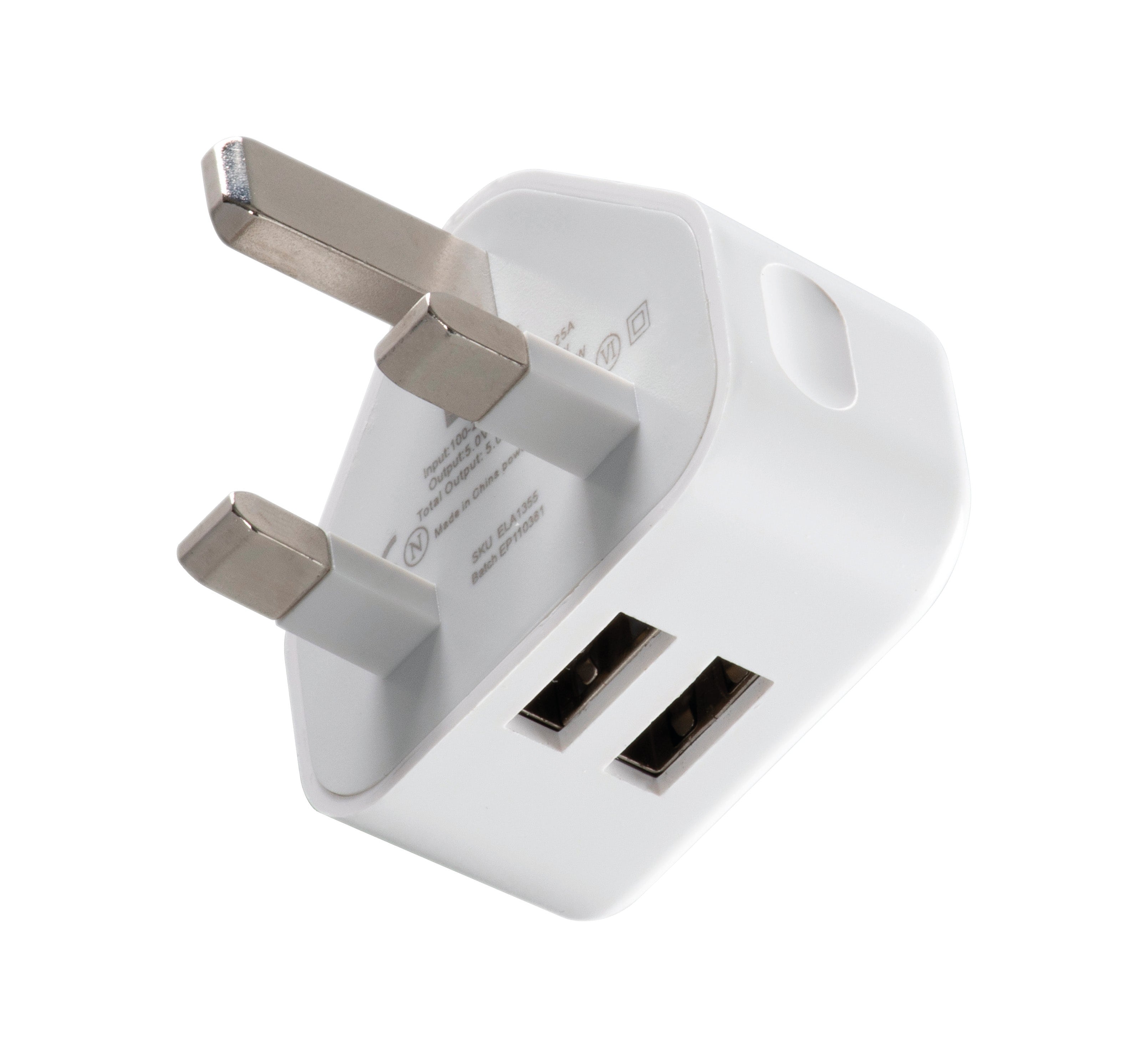 Daewoo 2.1A Dual USB-A White Wall Charger Plug Socket Adaptor