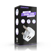 Daewoo 2.1A Dual USB-A White Wall Charger Plug Socket Adaptor