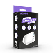 Daewoo 45W 2x USB-C & USB-A White Wall Charger Plug Socket Adaptor