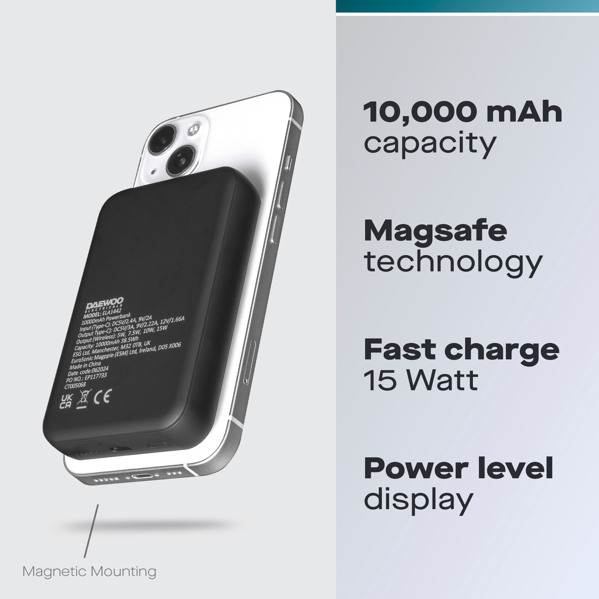 Daewoo 10000mAh Portable MagSafe Wireless Power Bank