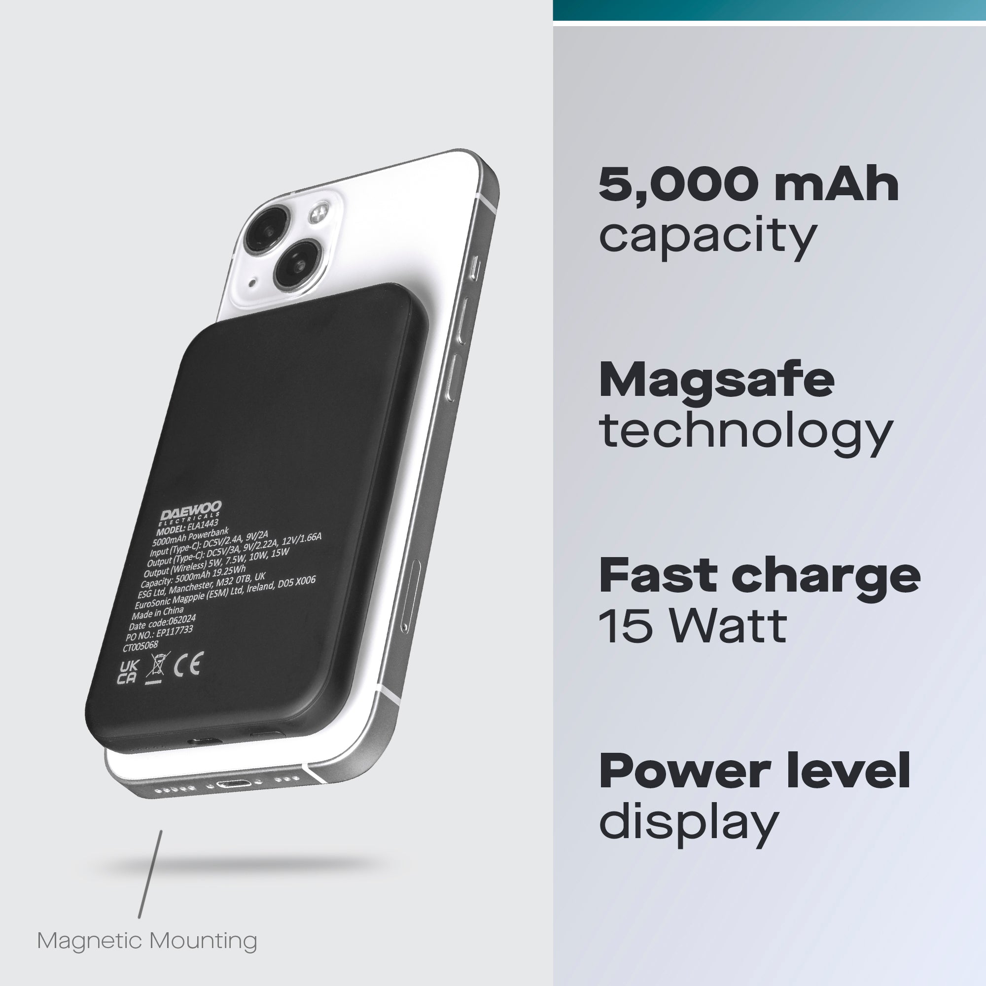 Daewoo 5000mAh Portable MagSafe Wireless Power Bank