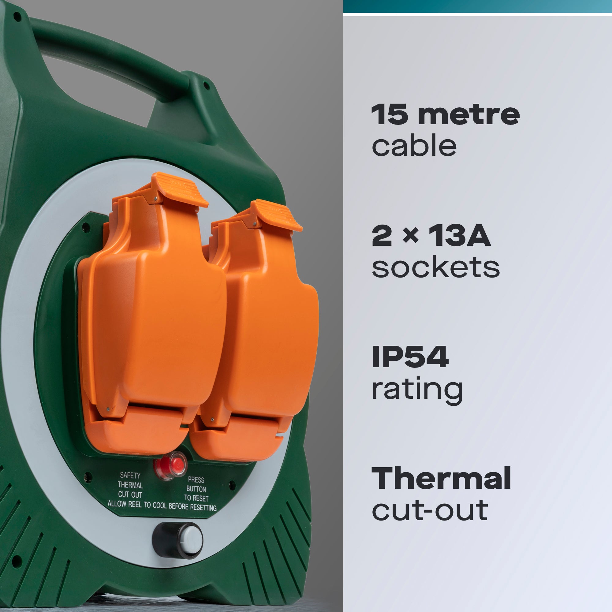 Daewoo 2-Way 15m Weatherproof Extension Reel
