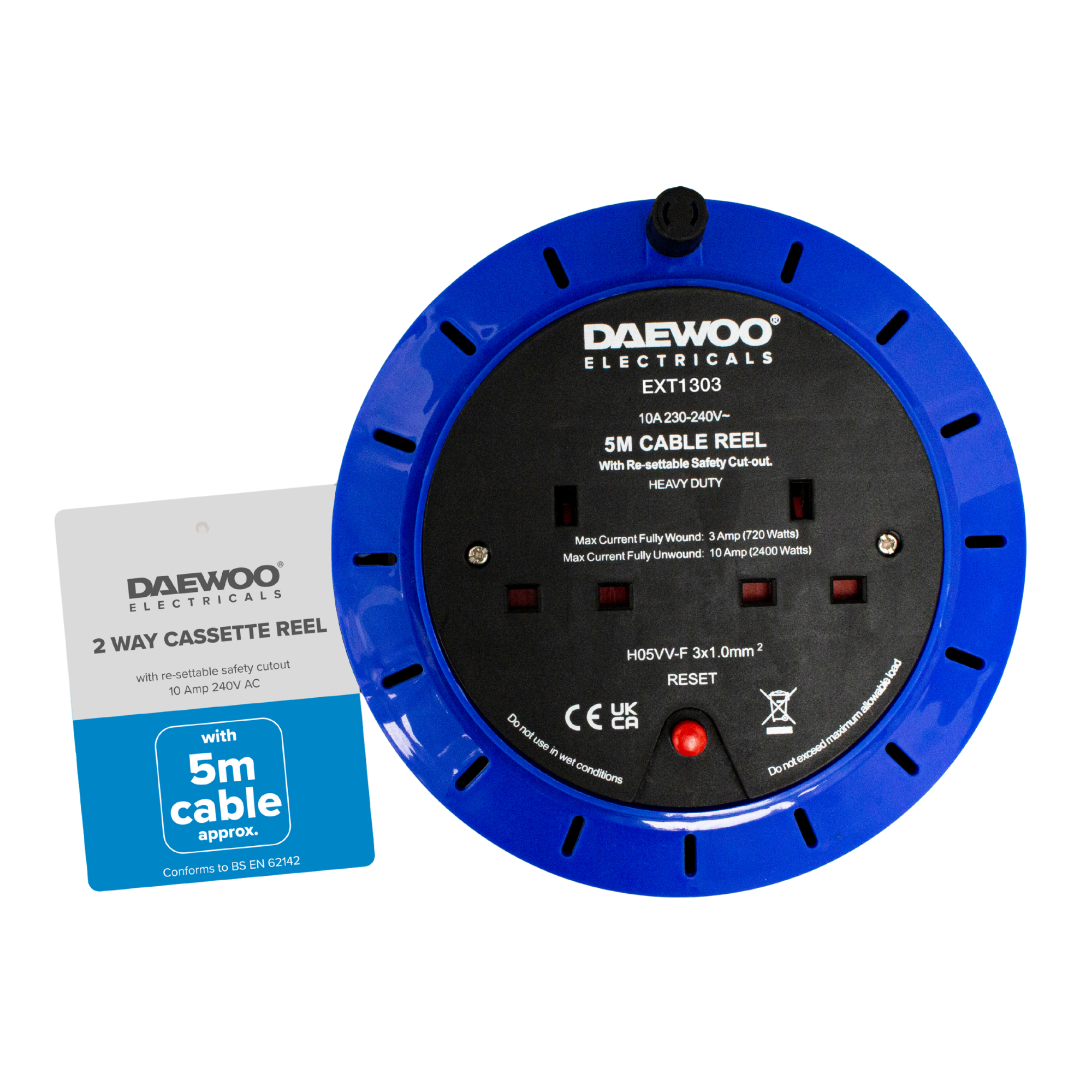 Daewoo 2-Way 5m Cassette Extension Reel