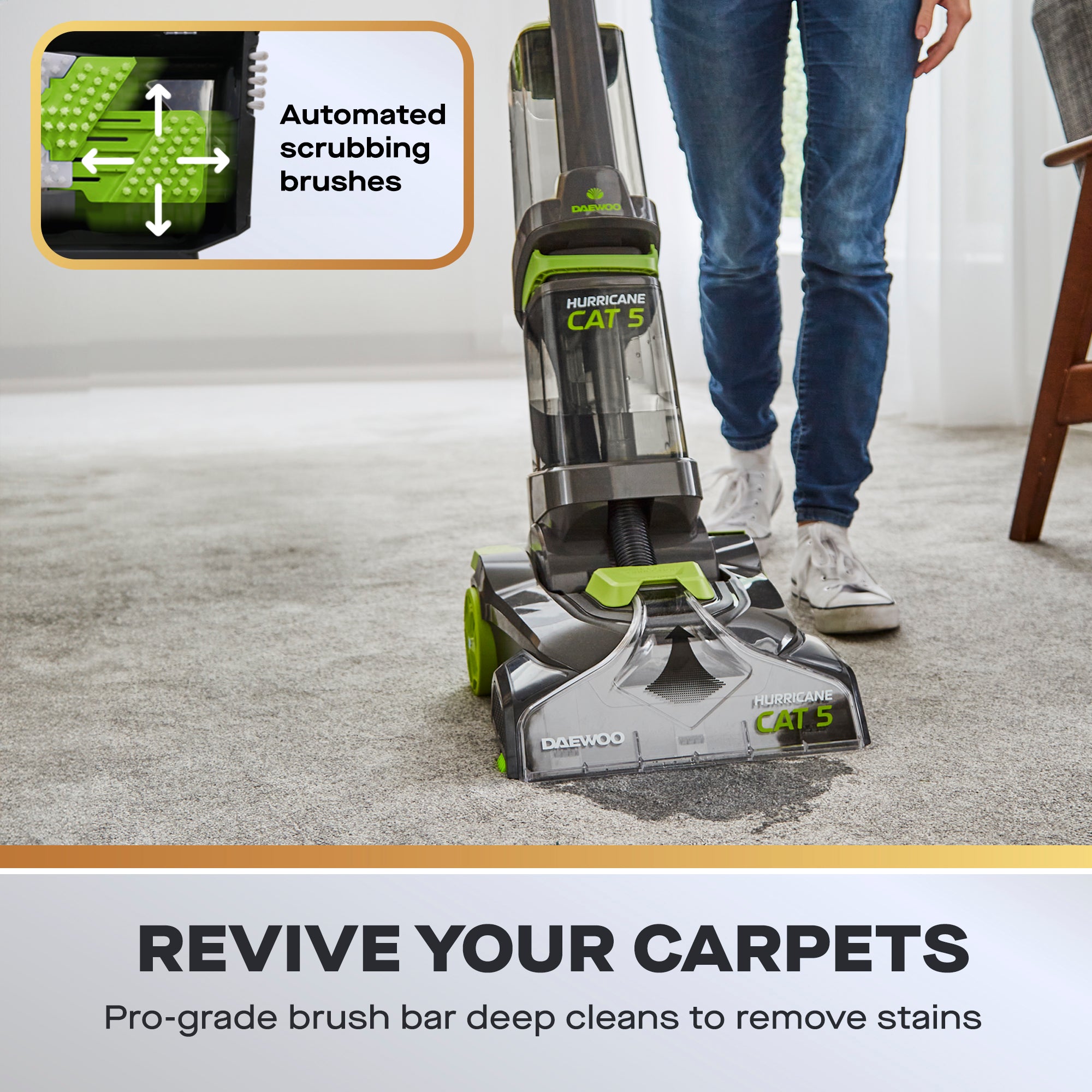 Daewoo Hurricane Cat 5 700W Upright Carpet Washer with Upholstery Brush