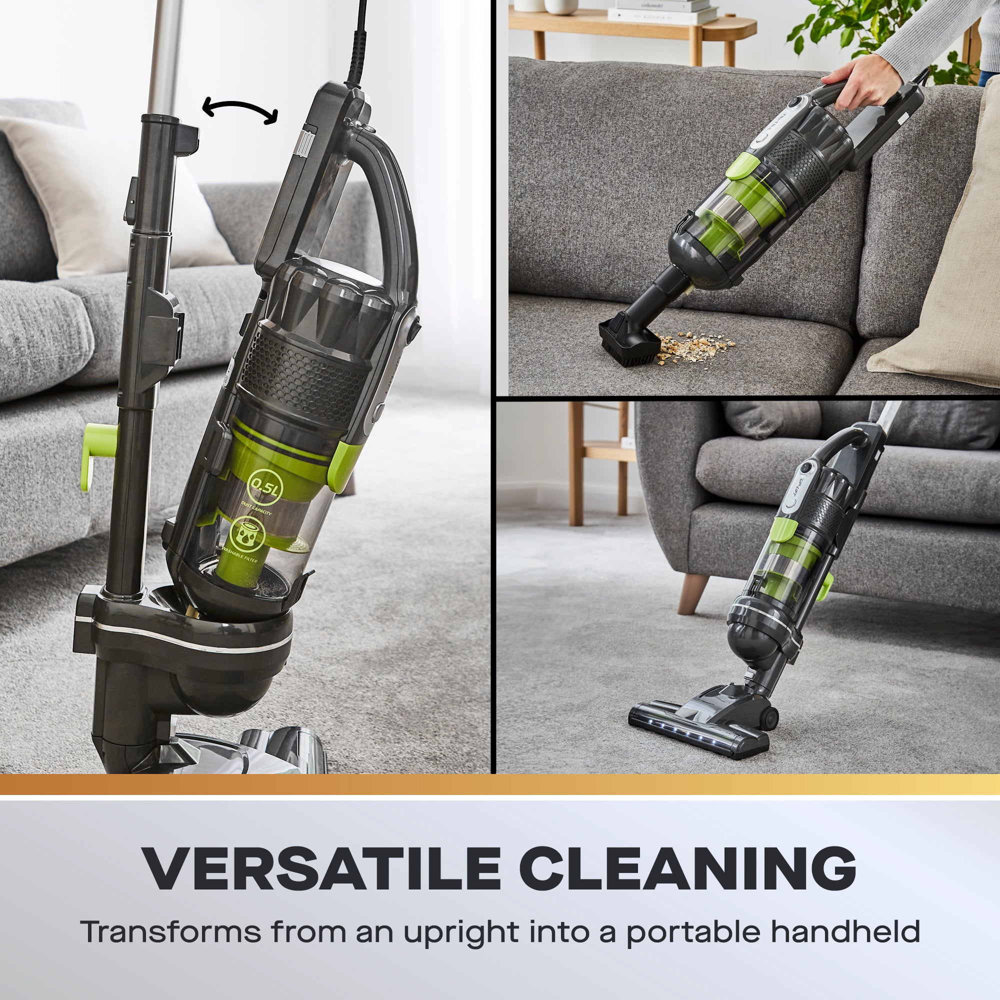 Daewoo Tornado 600W 2-in-1 Up-Lift Upright Corded Vacuum Cleaner