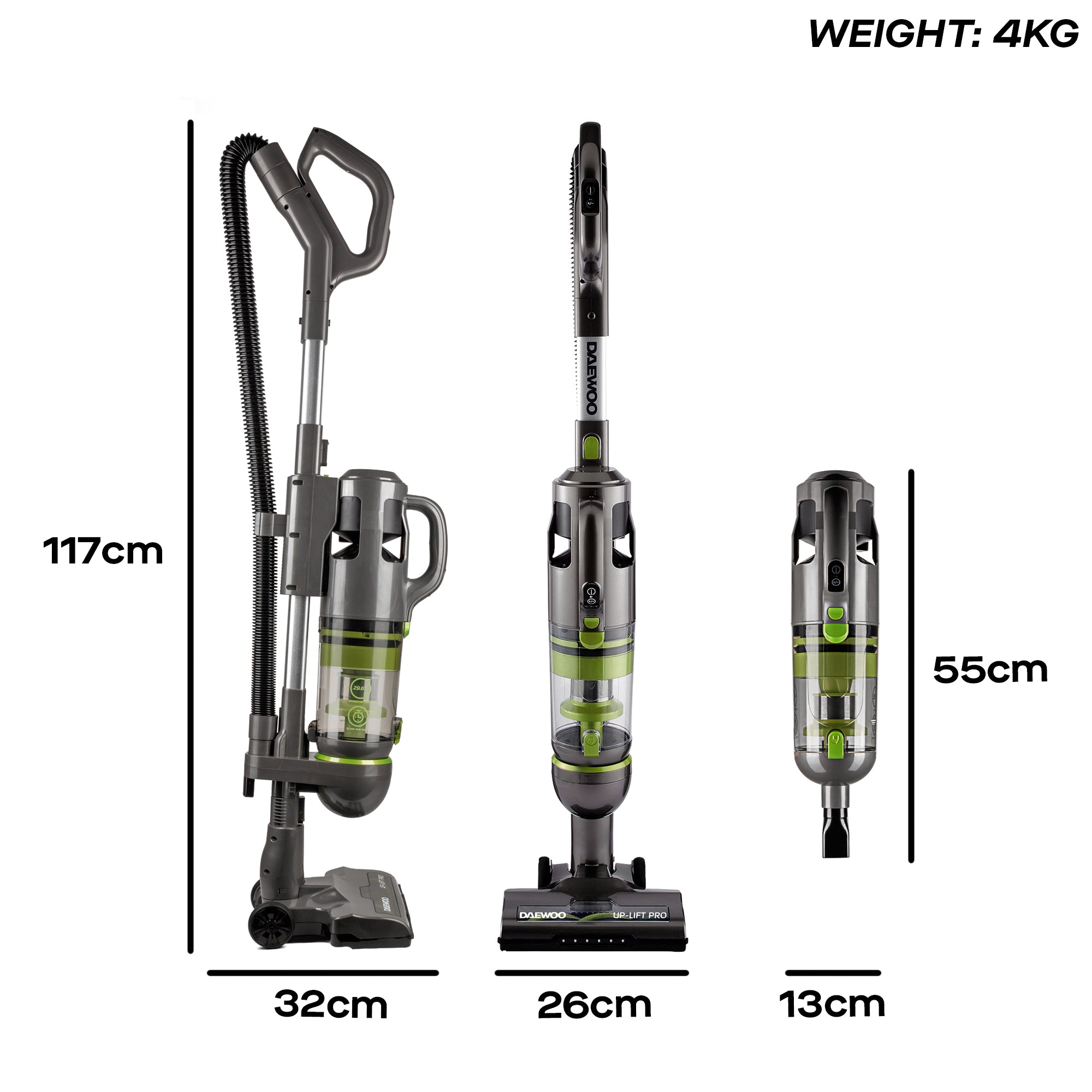 Daewoo Tornado 250W Up-Lift Pro Cordless Upright Vacuum Cleaner
