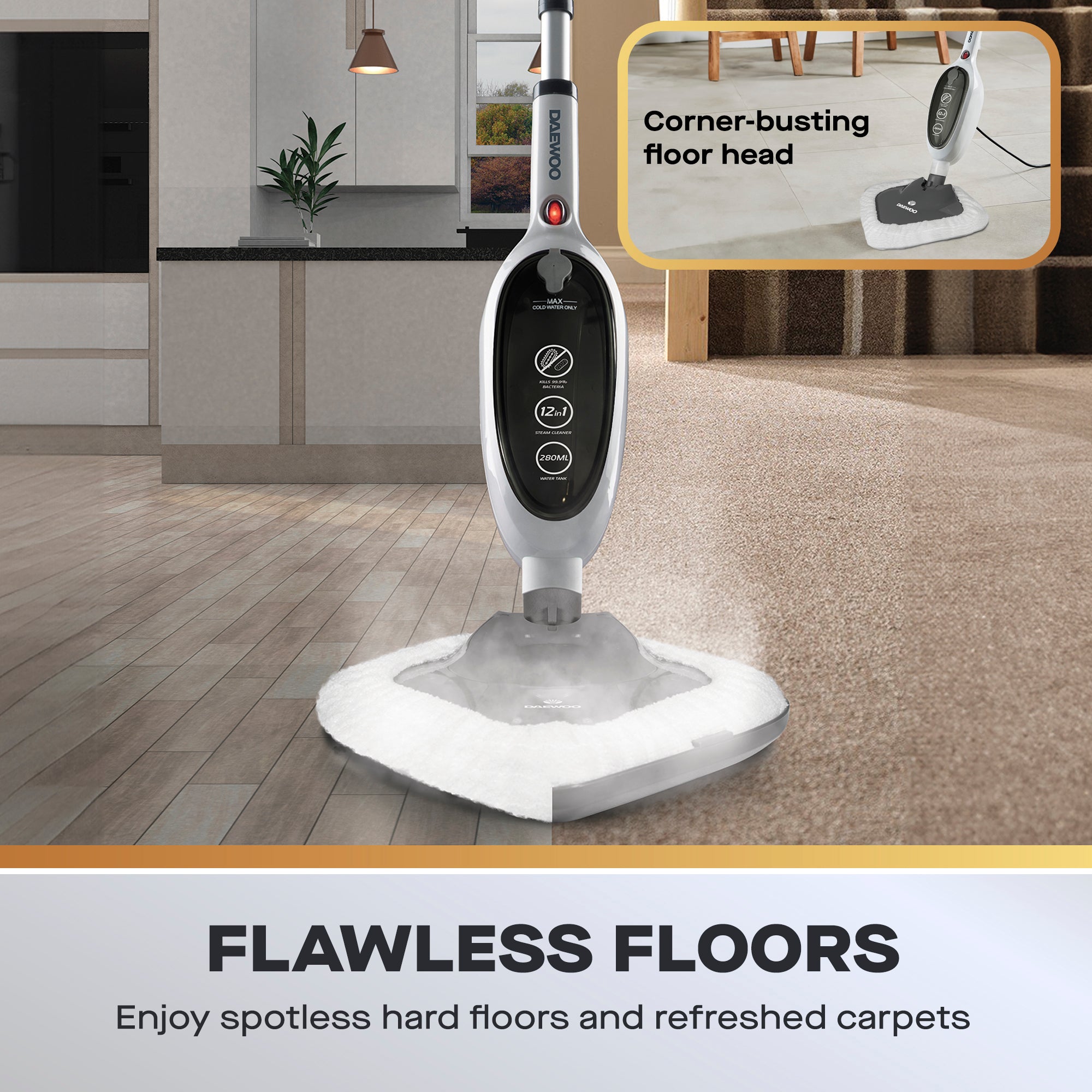 Daewoo 12-in-1 Steam Mop & Handheld Steam Cleaner