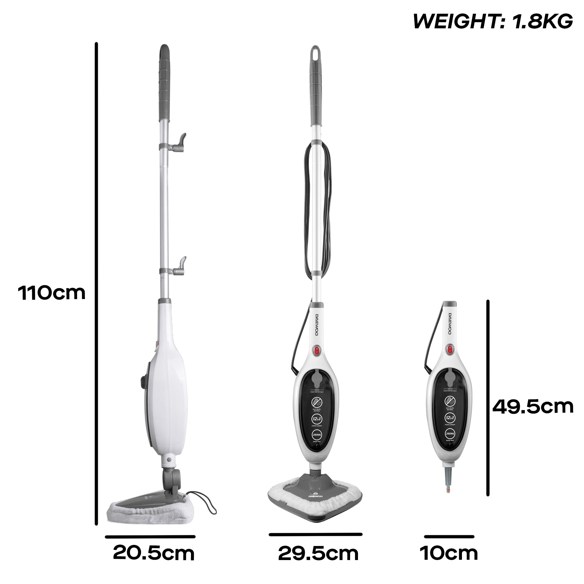 Daewoo 12-in-1 Steam Mop & Handheld Steam Cleaner