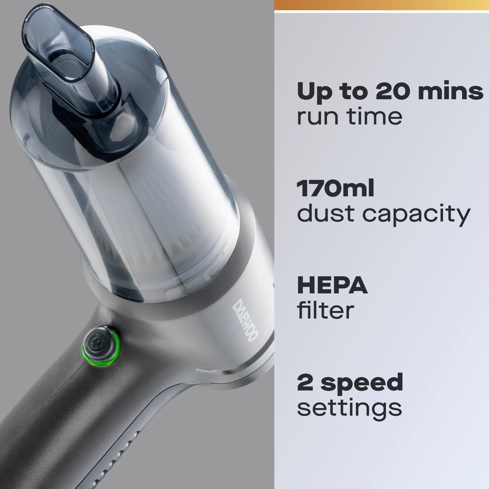 Daewoo Cyclone Freedom Cordless Handheld Car Detailing Vacuum Cleaner