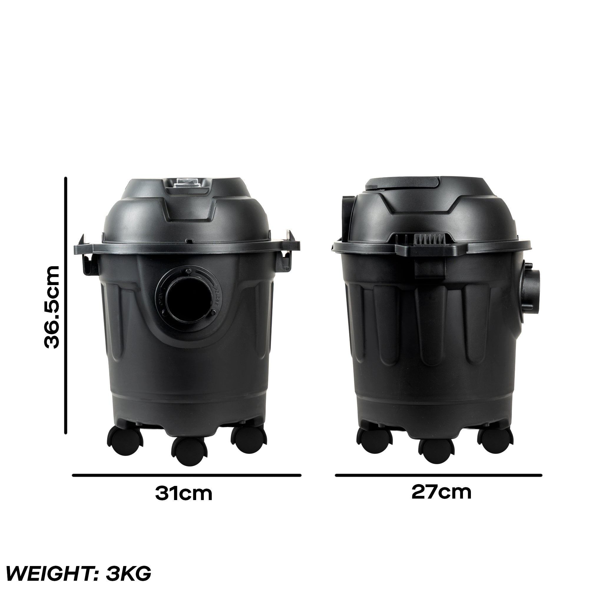 Daewoo 10L Black Wet & Dry Cylinder Vacuum Cleaner, 1000W
