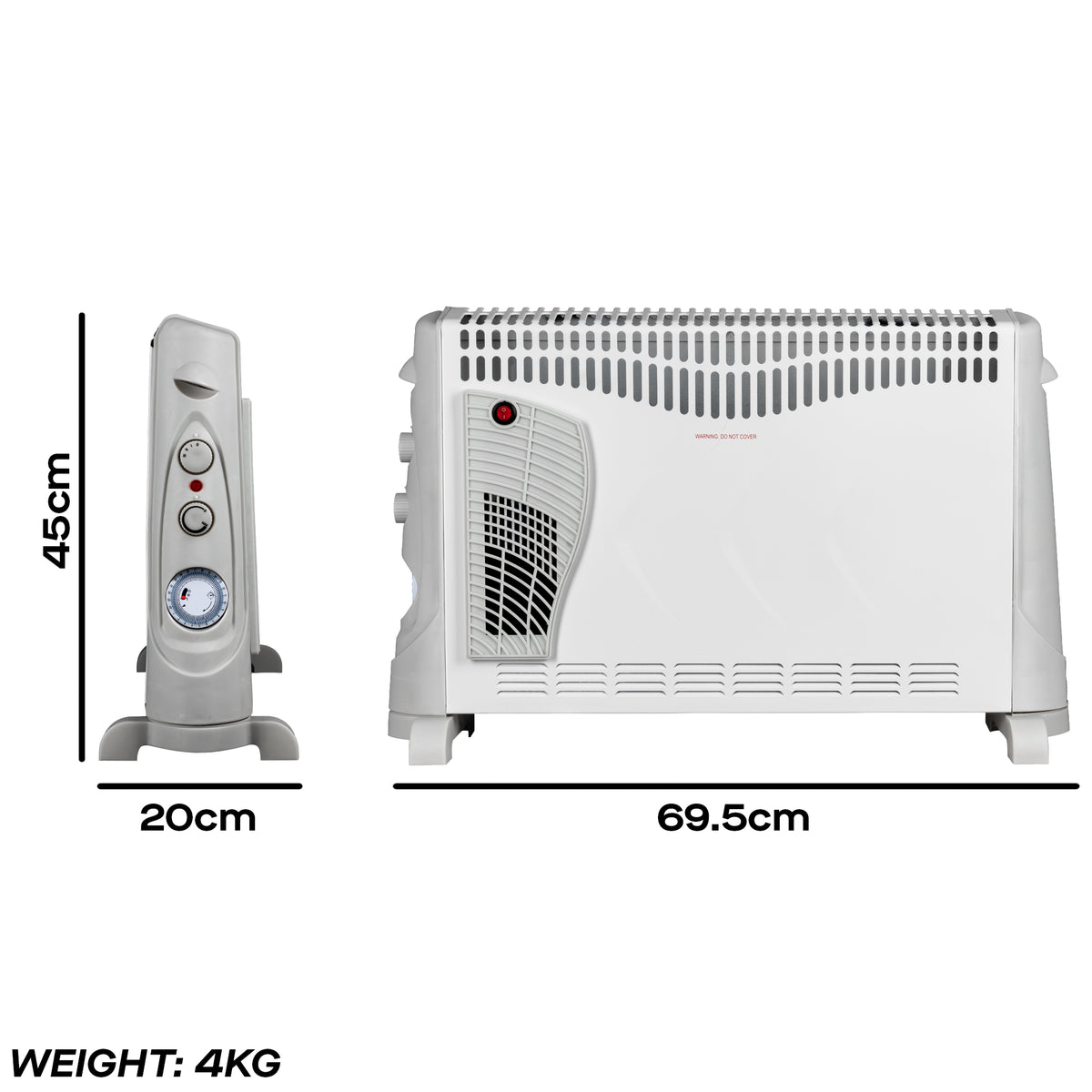 Daewoo 2000W Convector Heater with 3 Heat Settings & Timer