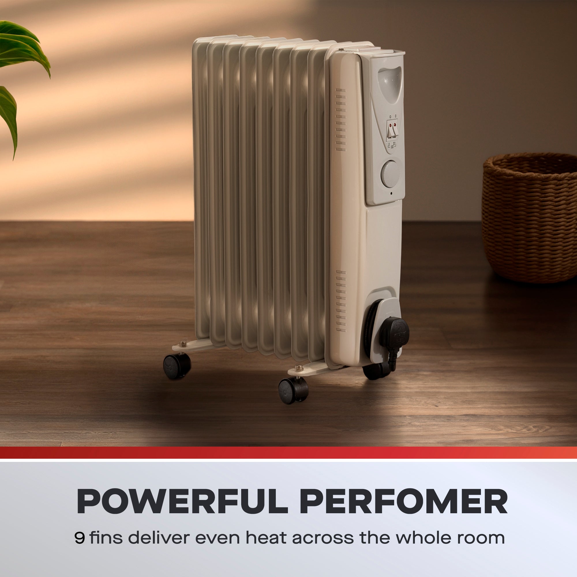 Daewoo 2000W Oil Filled Radiator with Thermostat Control