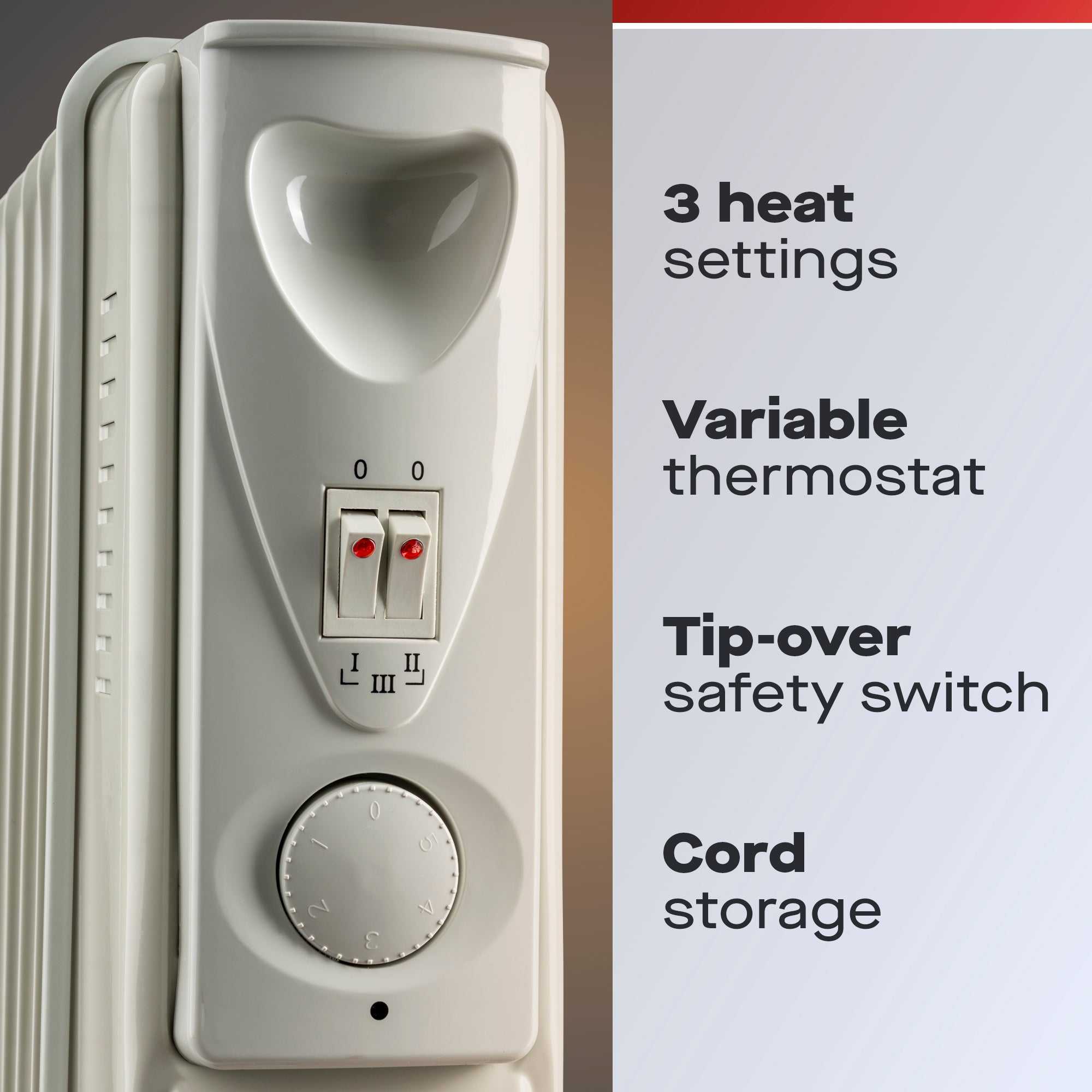 Daewoo 2500W Oil Filled Radiator with Thermostat Control