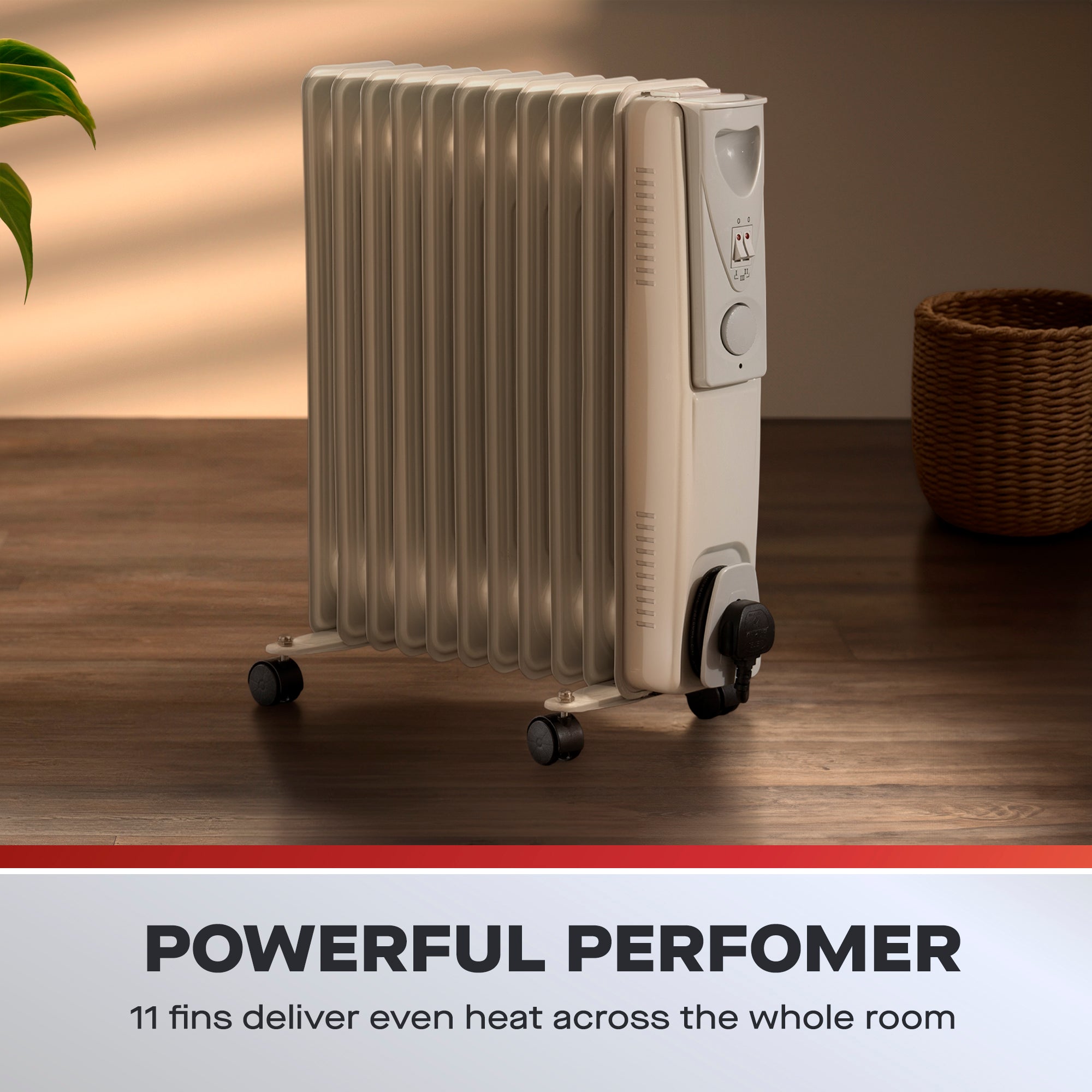 Daewoo 2500W Oil Filled Radiator with Thermostat Control