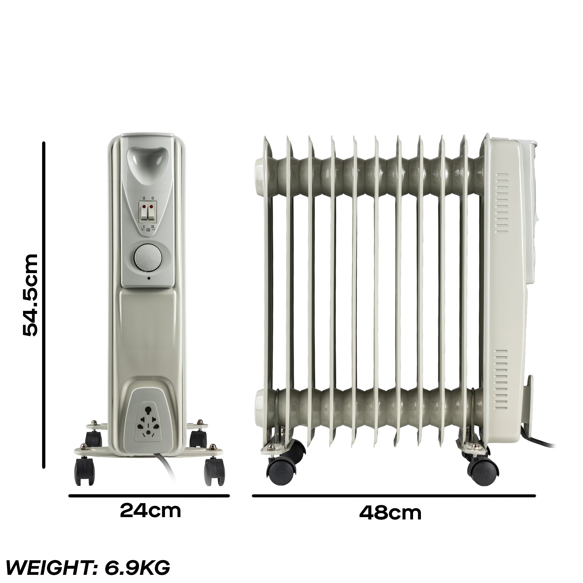 Daewoo 2500W Oil Filled Radiator with Thermostat Control