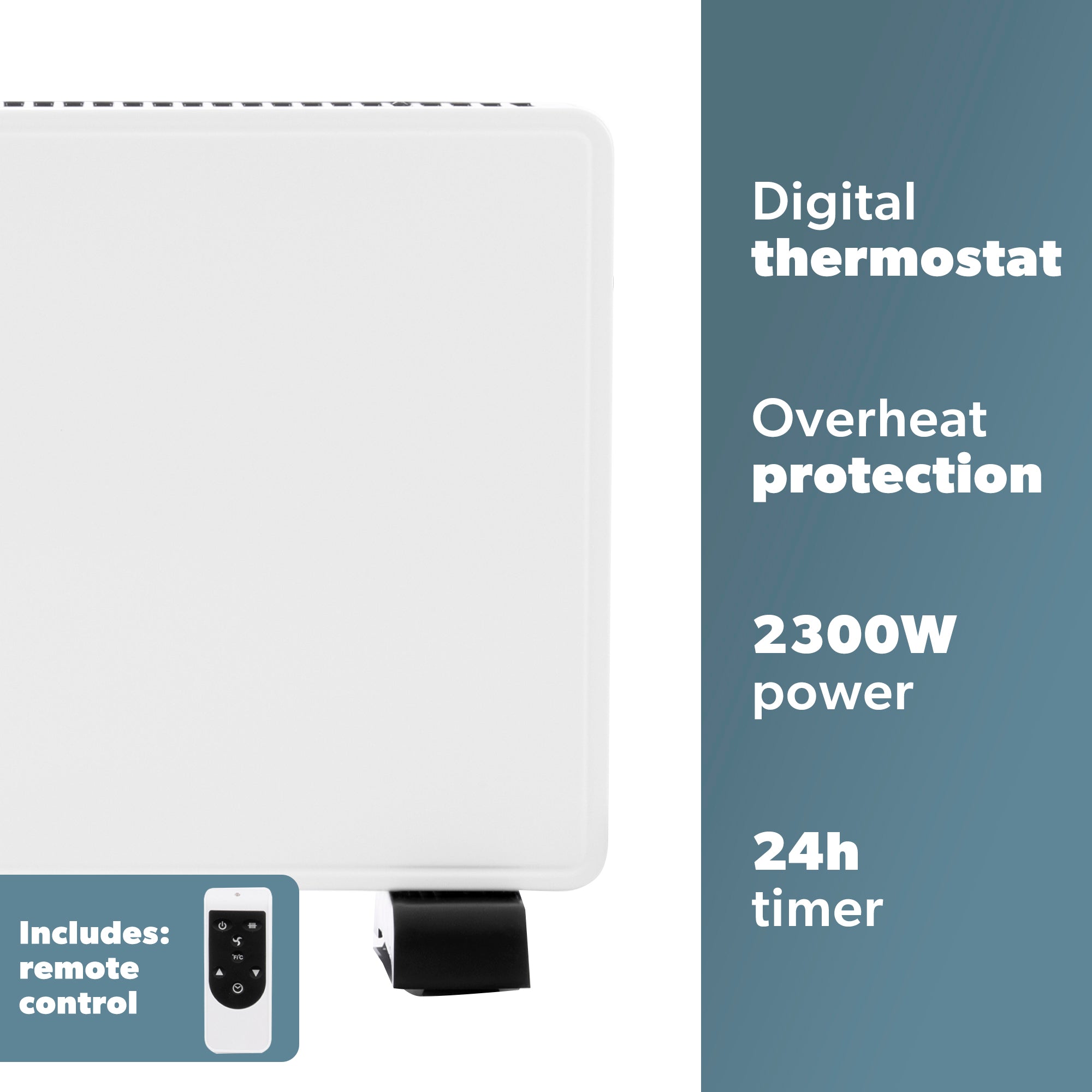 Daewoo 2300W White Convector Heater with LCD Display & Remote Control