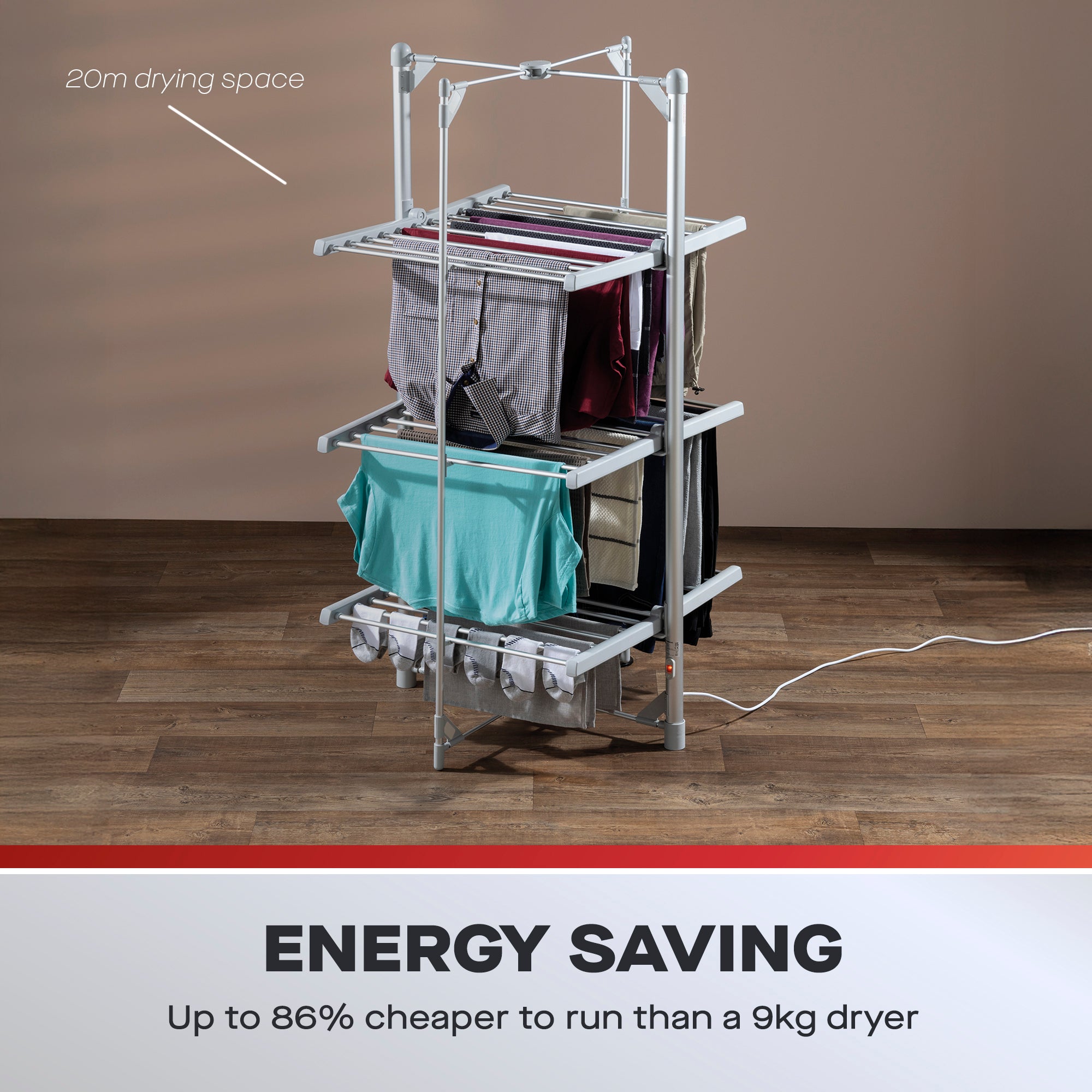 Daewoo Large 3 Tier Foldable Electric Heated Clothes Airer