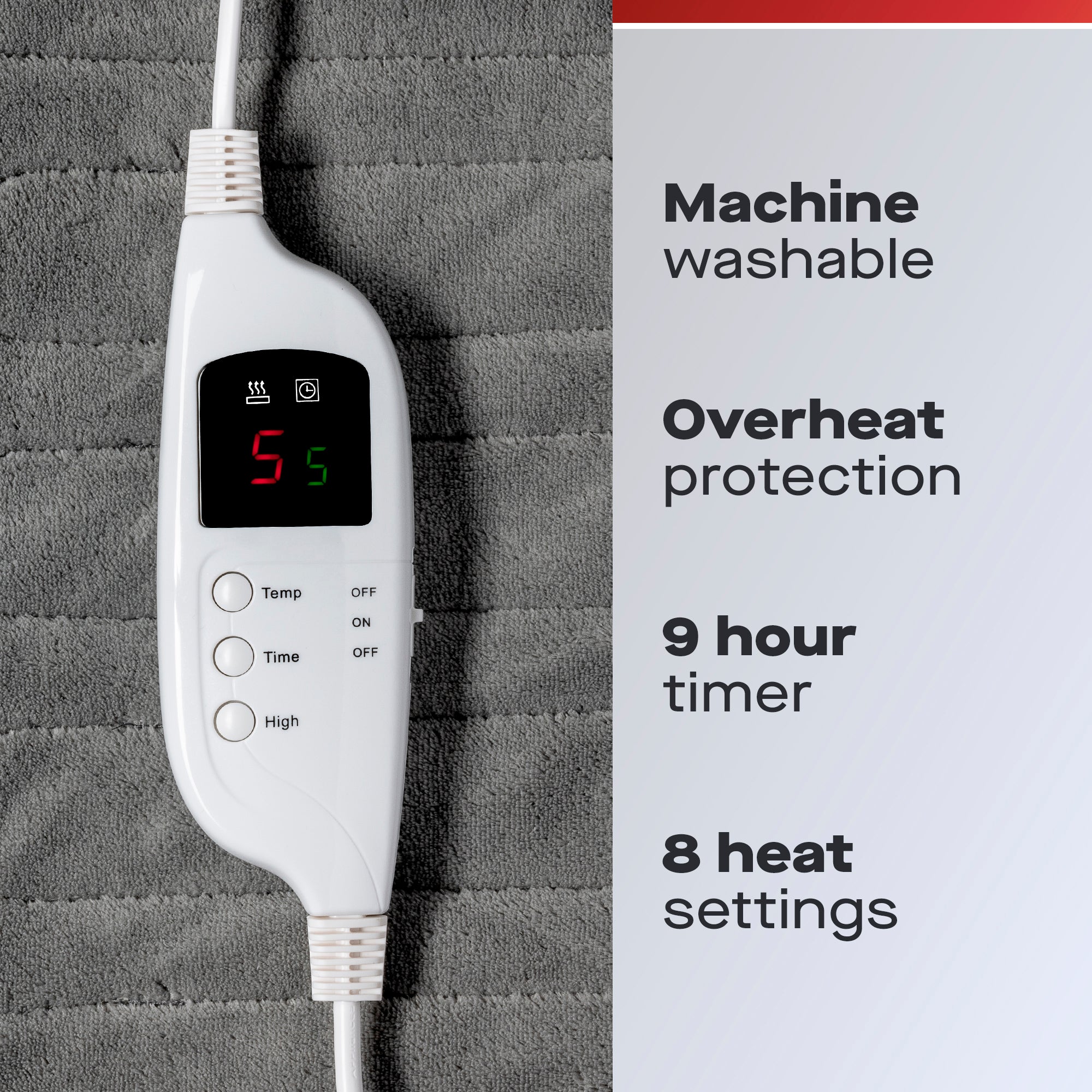 Daewoo Grey Heated Over Throw Blanket