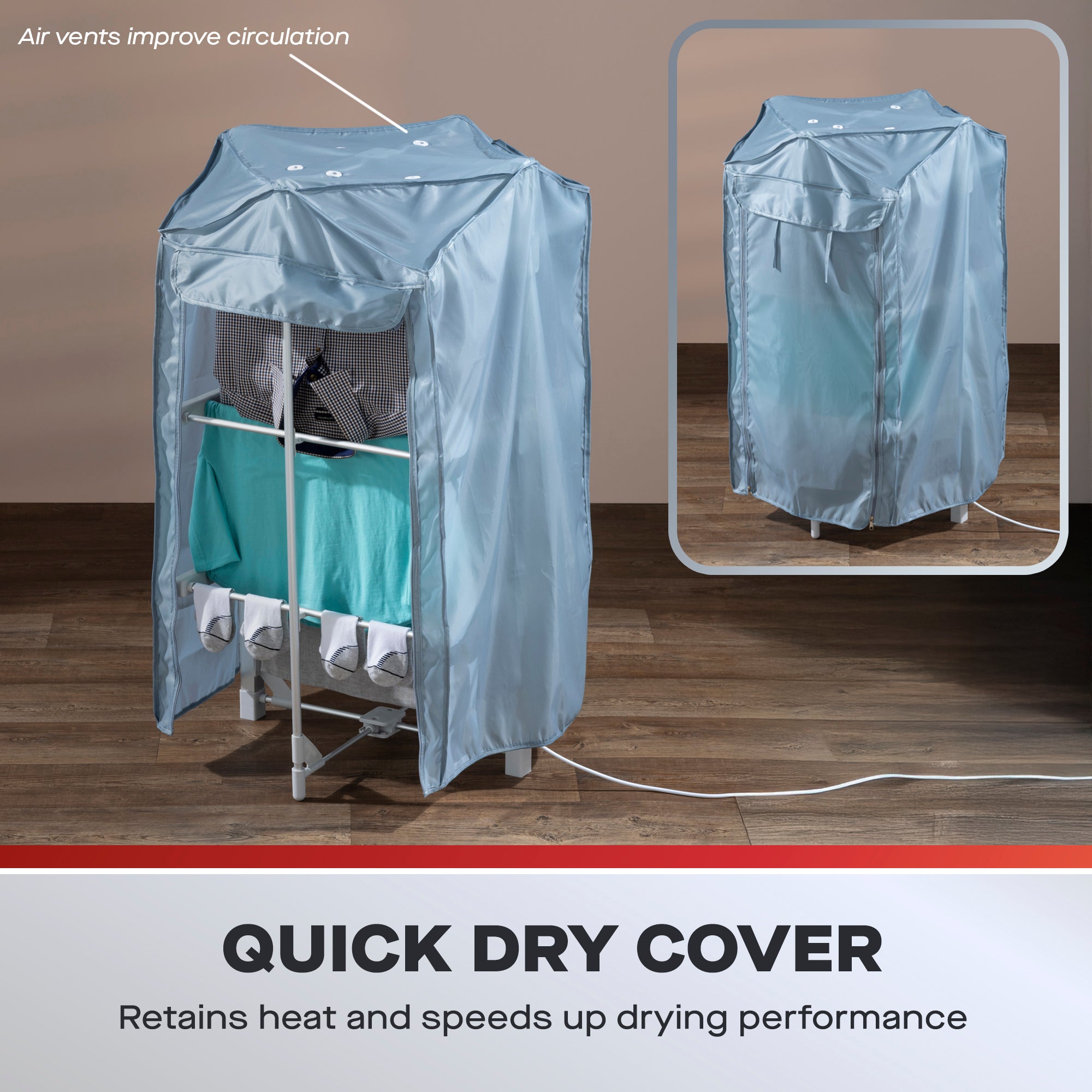 Daewoo Small 3 Tier Foldable Electric Heated Clothes Airer with Cover